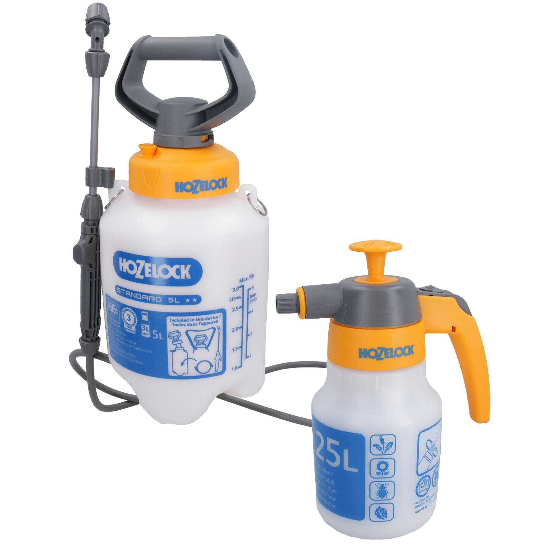 Hozelock Drucksprüher 5L & 1,25L Sprühnebel für Innenbereich, Garten, Gewächshaus, Pflanze