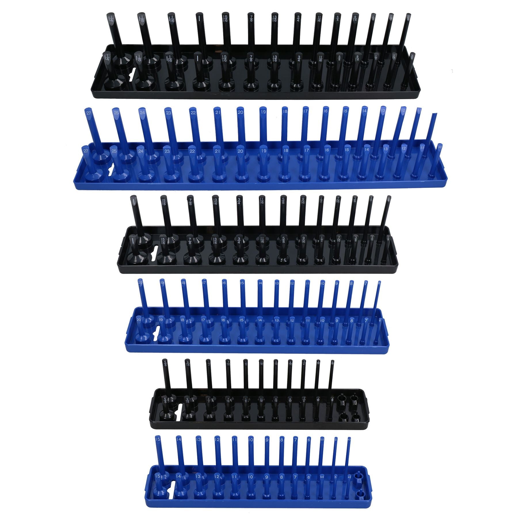 Metric Imperial Socket Tray Rack Holder Shallow + Deep Sockets 1/4" 3/8" 1/2"