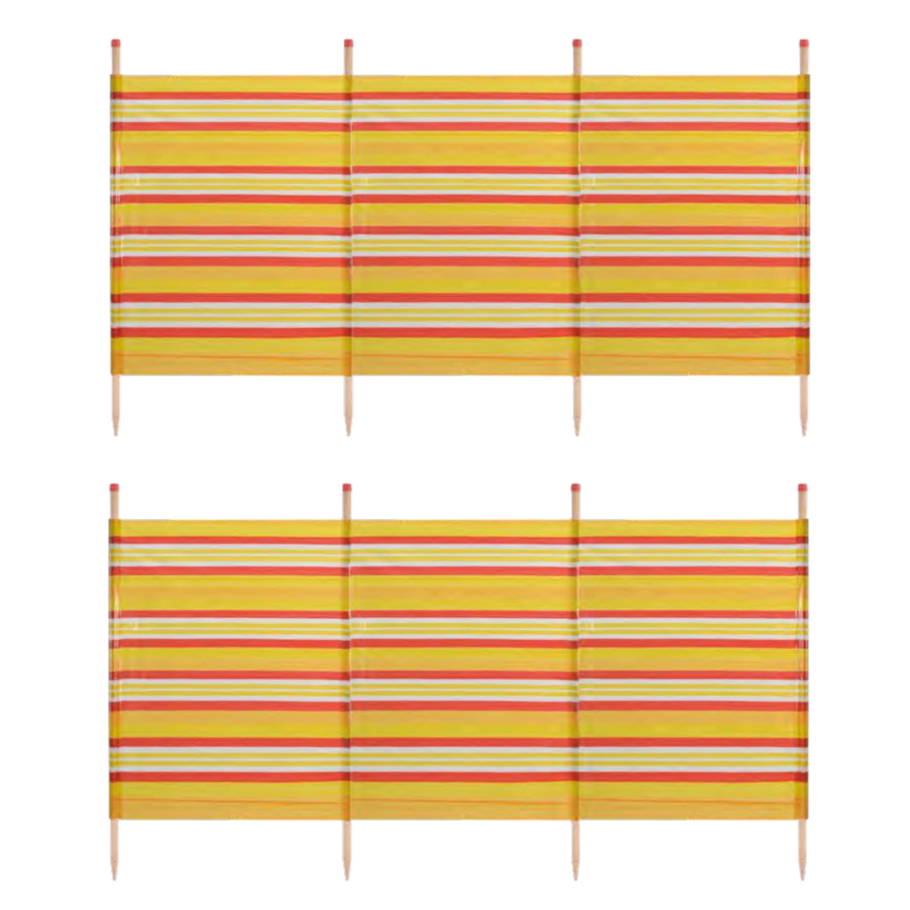 Abri de plage coupe-vent à 4 poteaux 1,2 m sur 2,2 m avec écran d'intimité et bande jaune