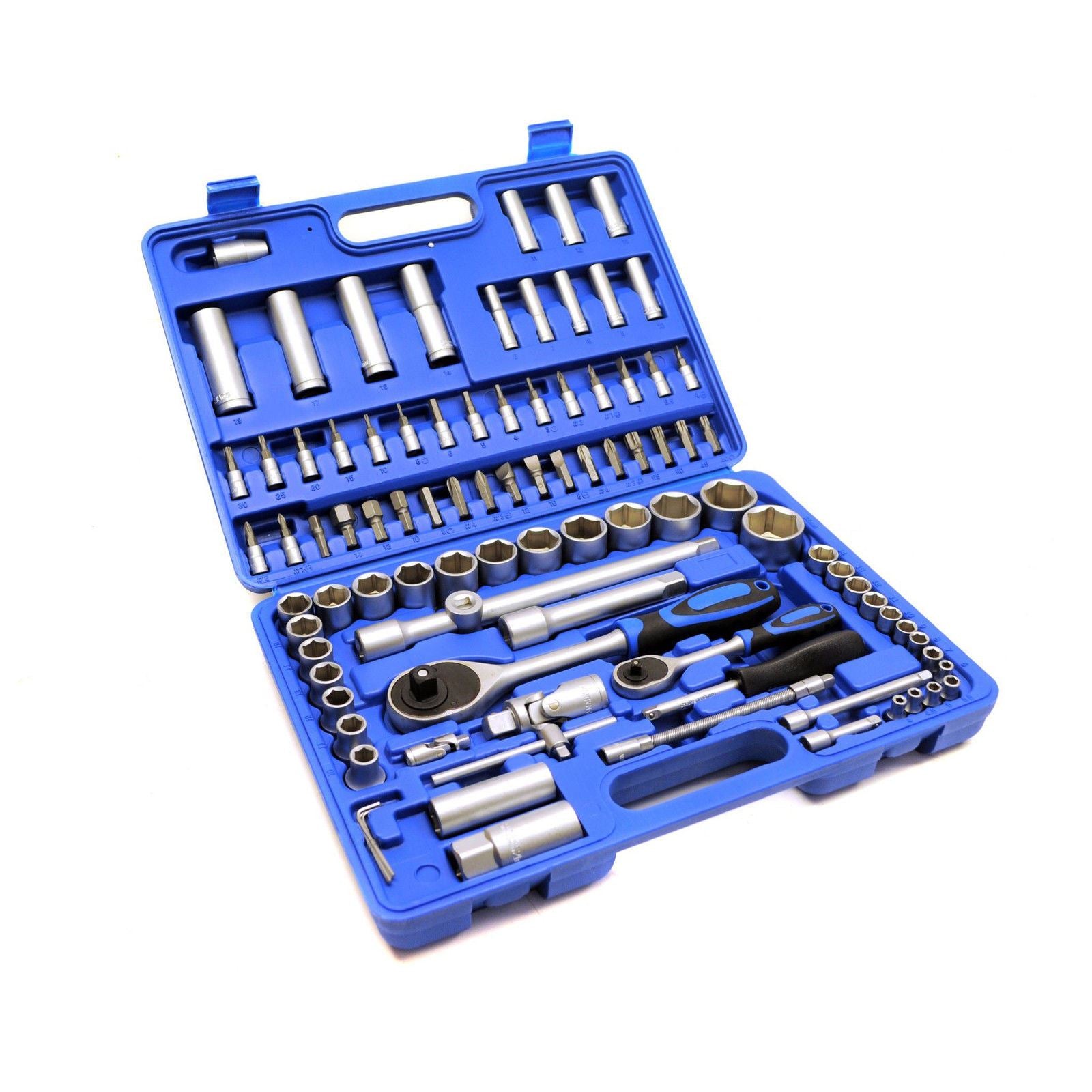 Jeu de douilles et d'embouts de tournevis à cliquet 1/4" et 1/2" pour tournevis profonds et peu profonds 94 pièces TE066