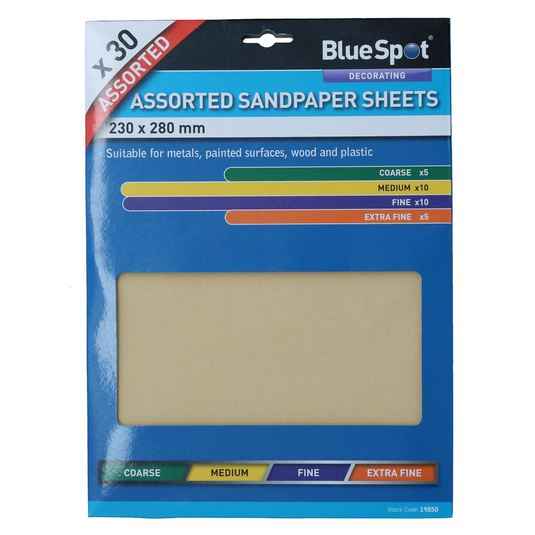 Lot de 30 feuilles abrasives en papier de verre assorties pour métal, bois, plastique, grains mixtes