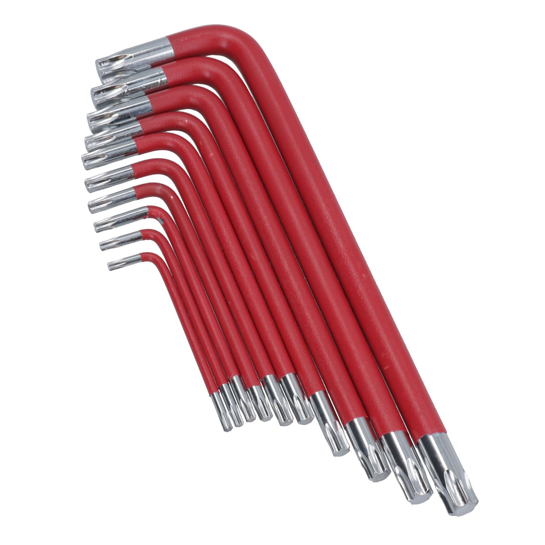 10 Stück farbige lange Torx-Sternschlüssel mit Halter T9 – T50 Anti-Rutsch-Griffbelag