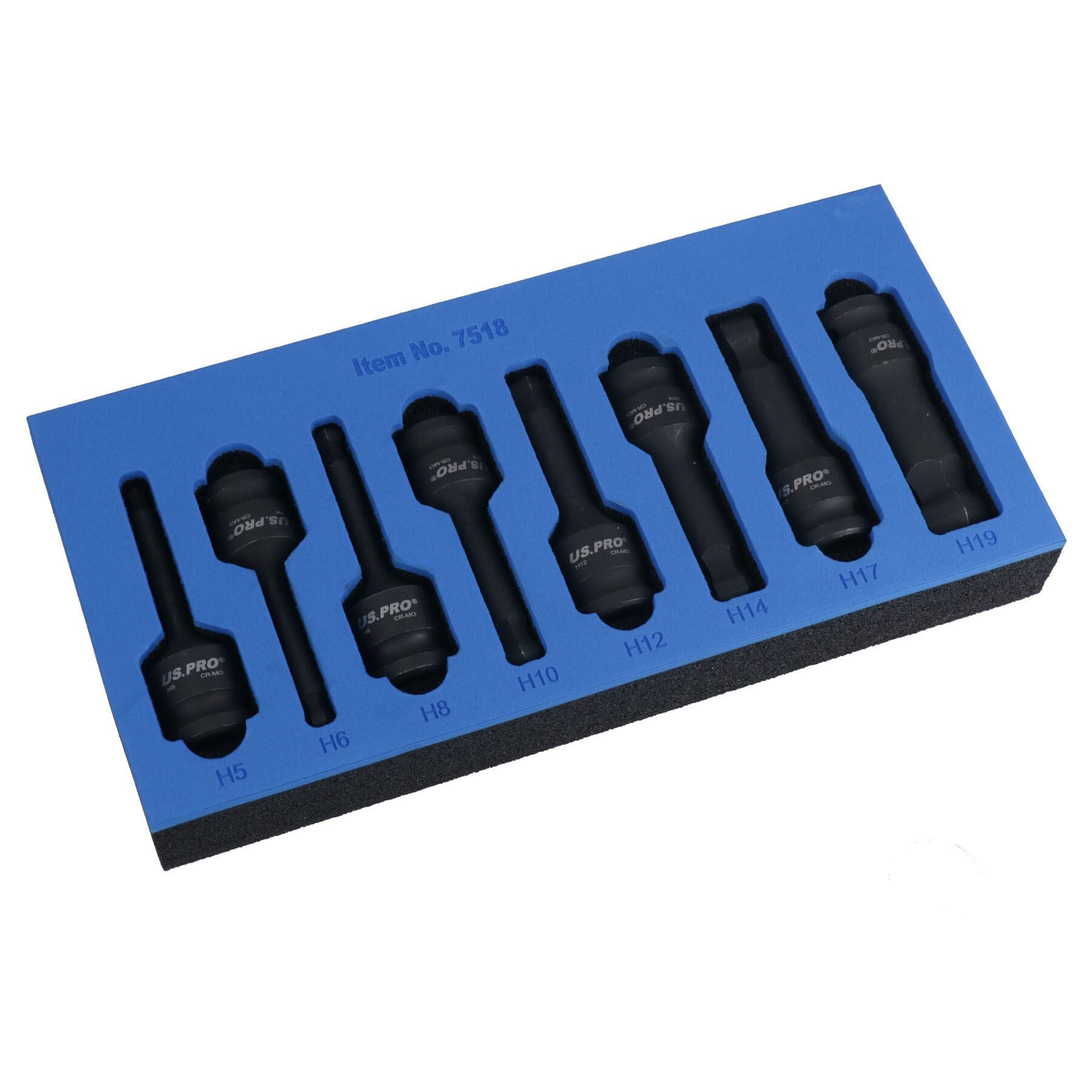 Jeu de 8 douilles Allen à tête sphérique métriques, longues et profondes, 5 mm – 19 mm