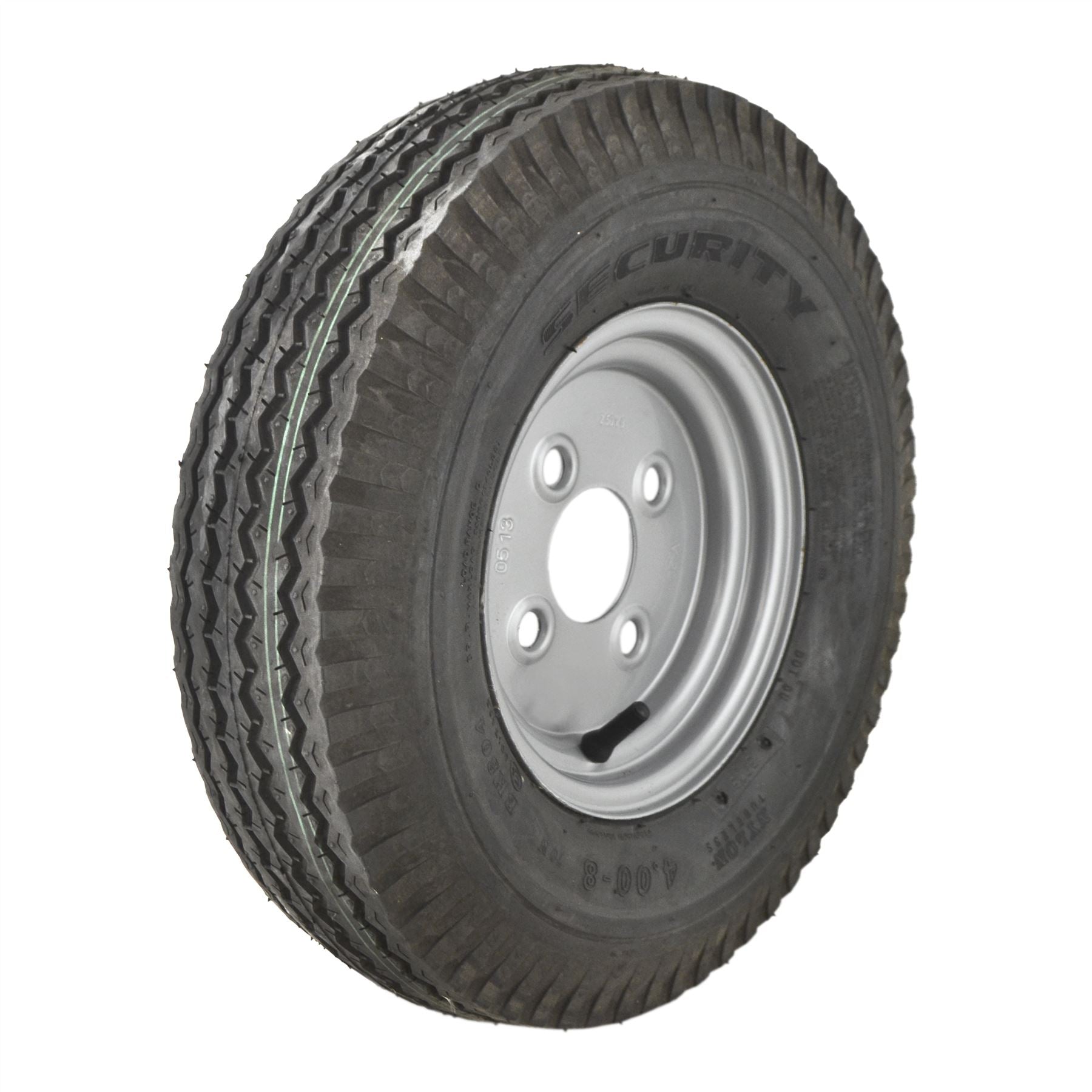 Pneu de remorque 4,00 x 8 100 mm PCD 6 plis Jante de roue 4 goujons Tubeless 70N TRSP22