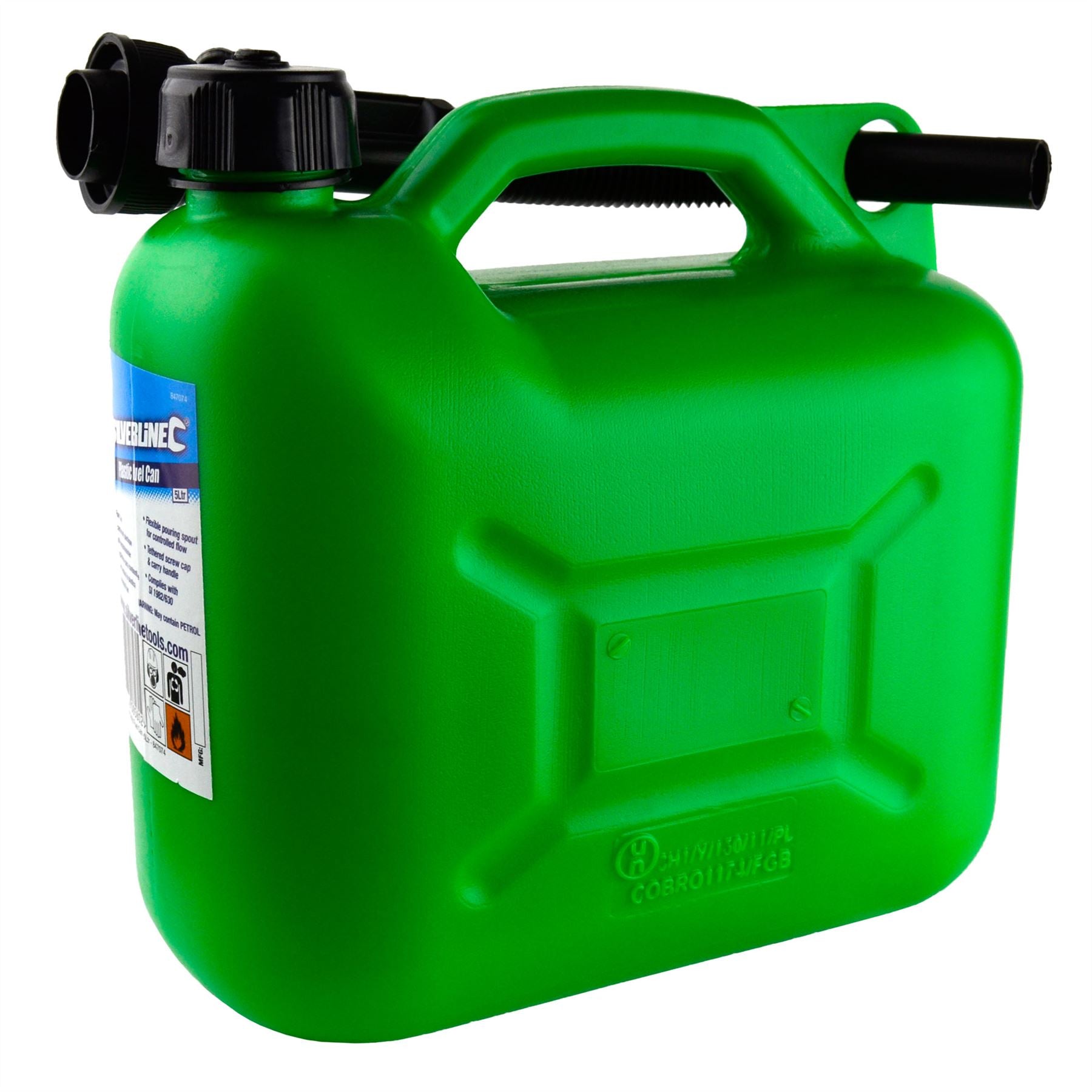 Plastic Fuel Jerry Gerry Can Petrol Diesel Liquid Tank Green 5L Litre Sil219