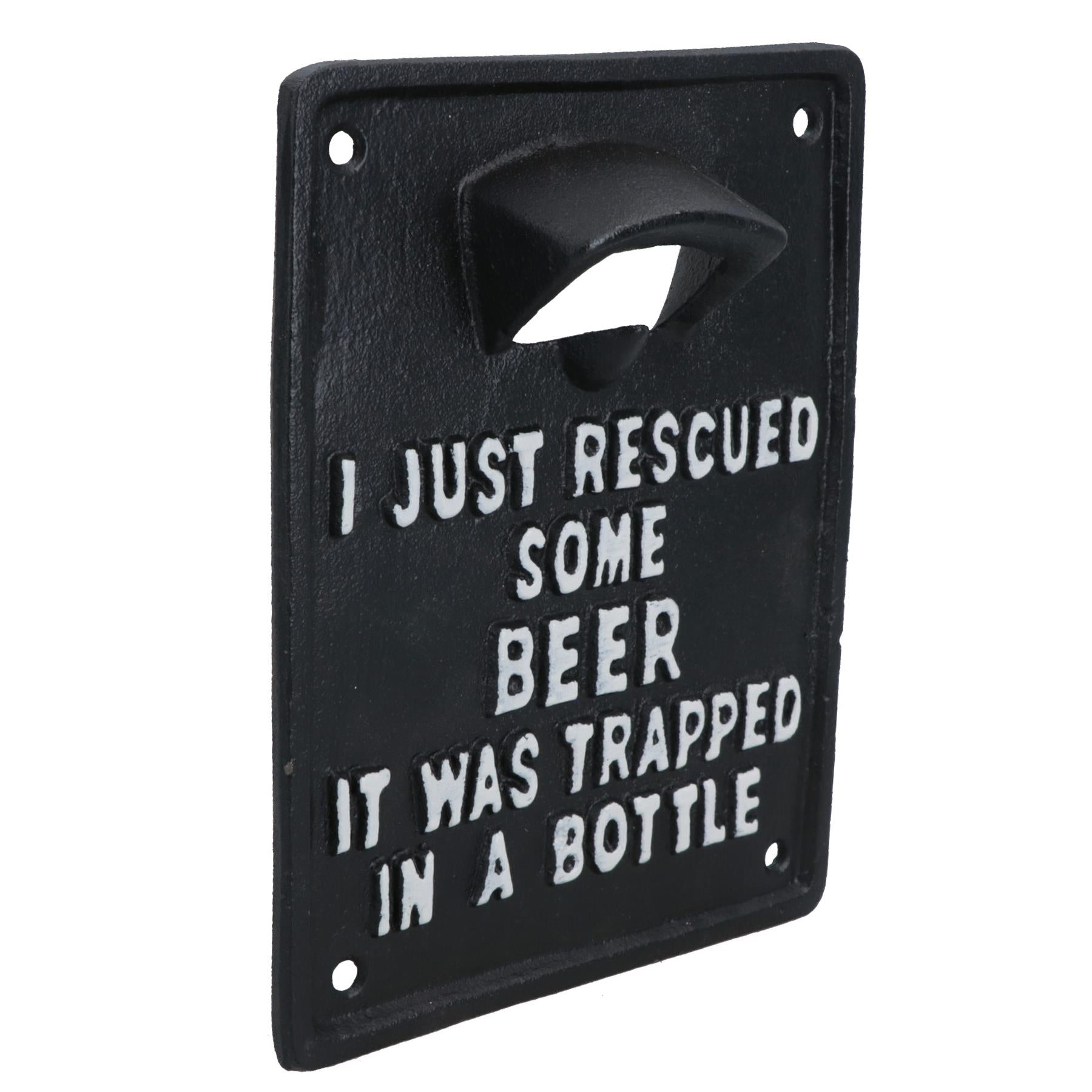 Trapped In a Bottle Opener Beer Cast Iron Sign Gift Garage Shed Bar Man Cave