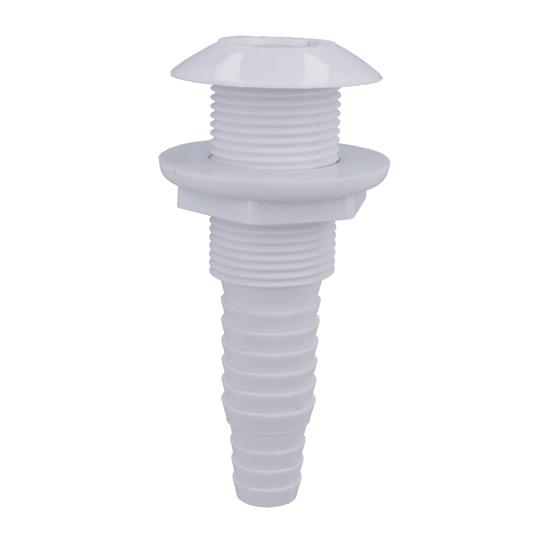1" BSP Kunststoff-Hautdurchführung für Rumpfmontage, 19 mm und 25 mm Schlauchanschluss, Bilgenpumpenablauf