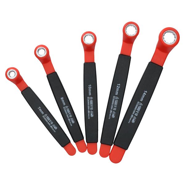 5-teiliges VDE-isoliertes Ringschlüssel-Set 7 mm – 14 mm Elektriker 1000 V AC
