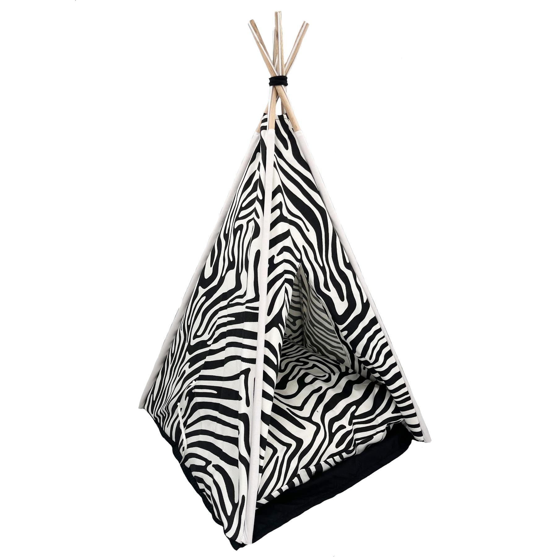 Zebra Print Cat Kitten Small Animals Play Tent Tepee Foldable House Cushion Mat