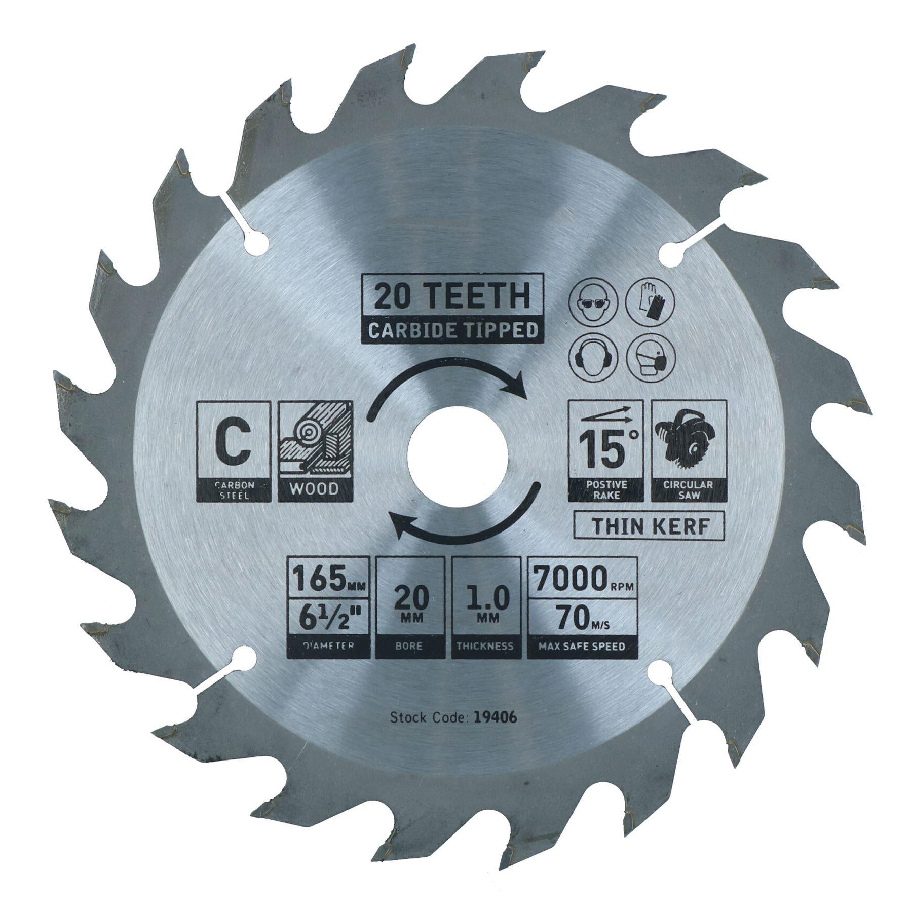 Circular Saw Blade 165mm x 16 / 20mm Mixed Teeth TCT Cutting Disc Wood