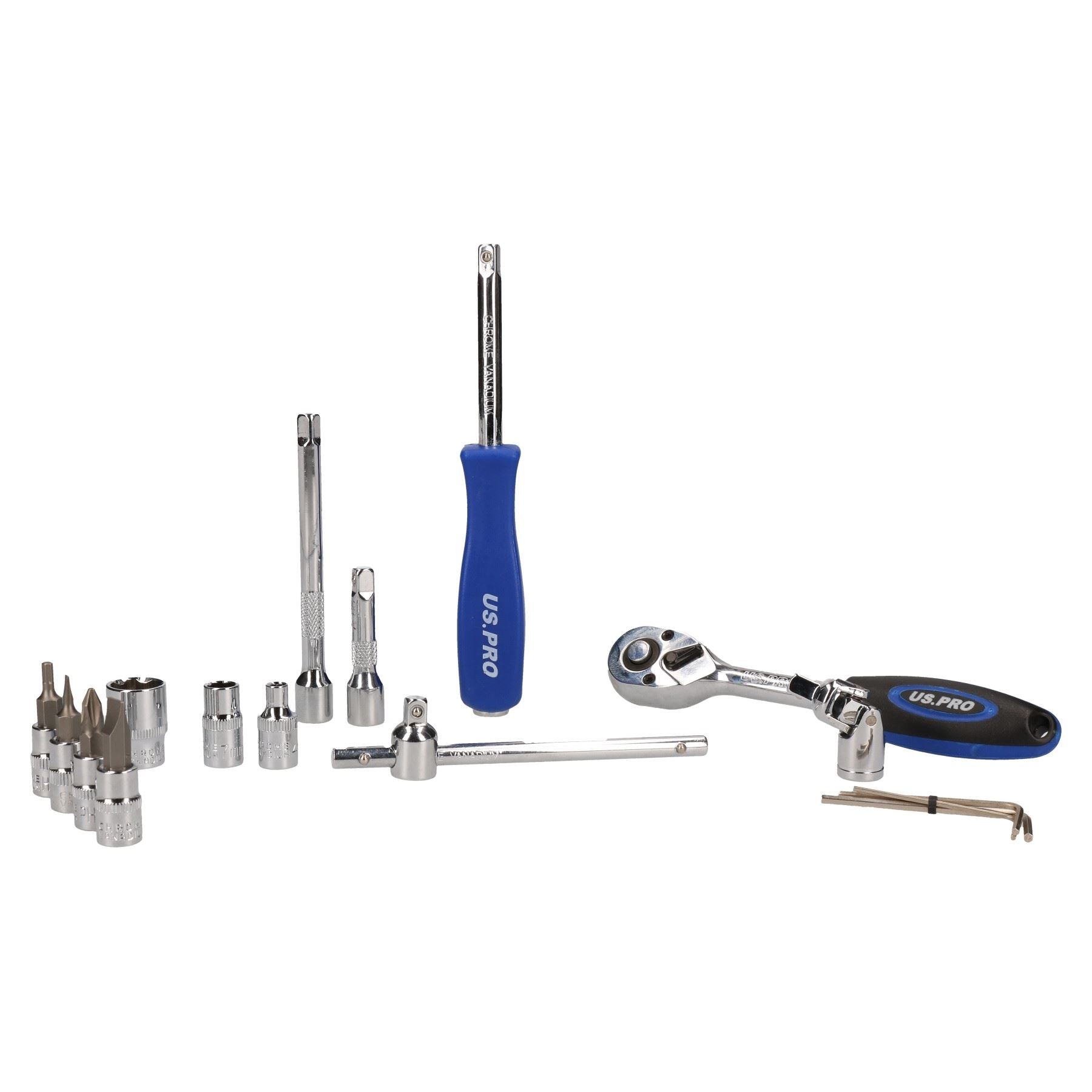 Metrischer Superlock-Steckschlüssel- und Zubehörsatz, 1/4-Zoll-Antrieb, 4 - 13 mm, 33-teilig, US Pro