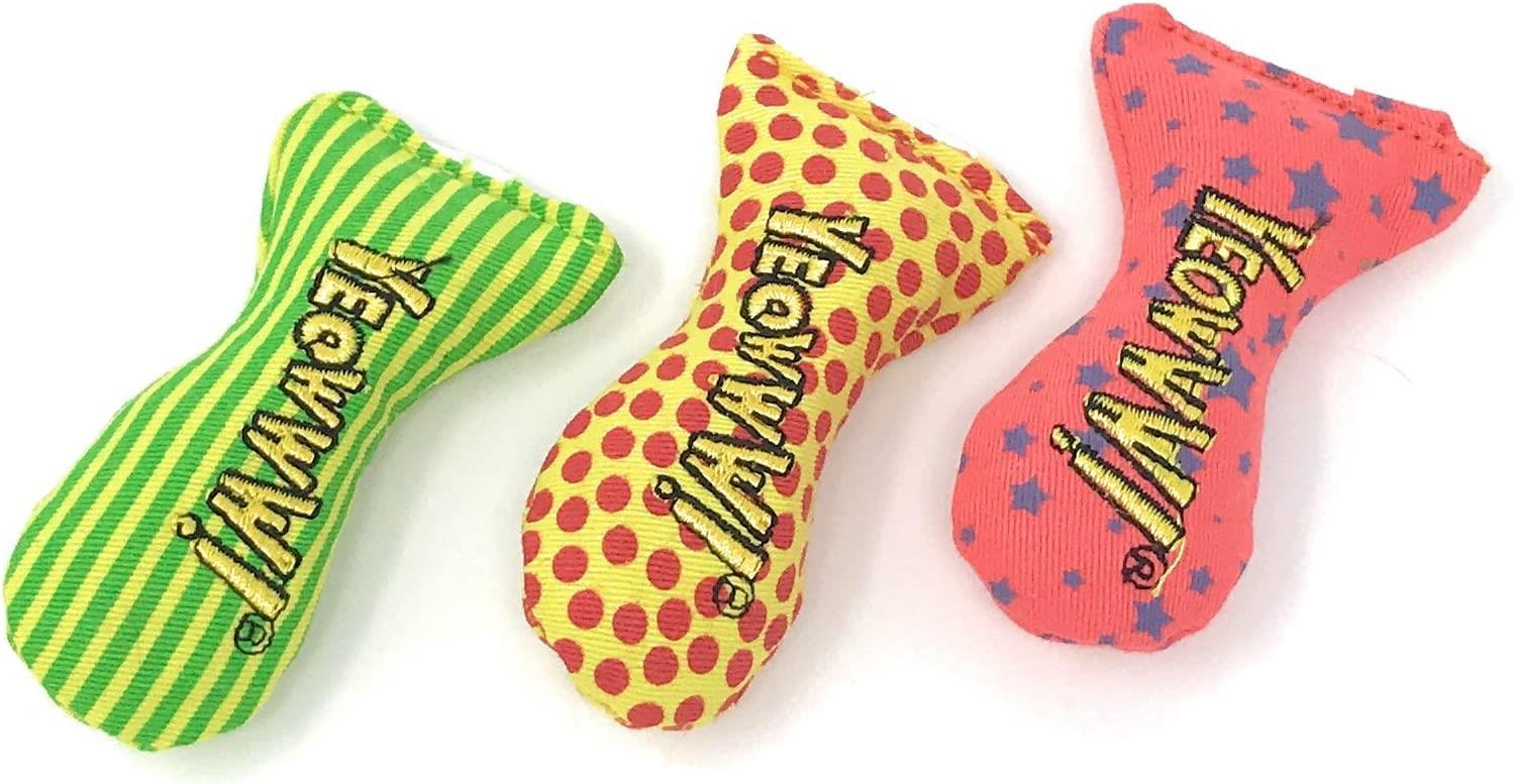 3er-Pack Yeow Interaktives kleines Katzenkätzchen Stinkie-Fisch mit Katzenminze Spielzeug Spielkatze Geschenk