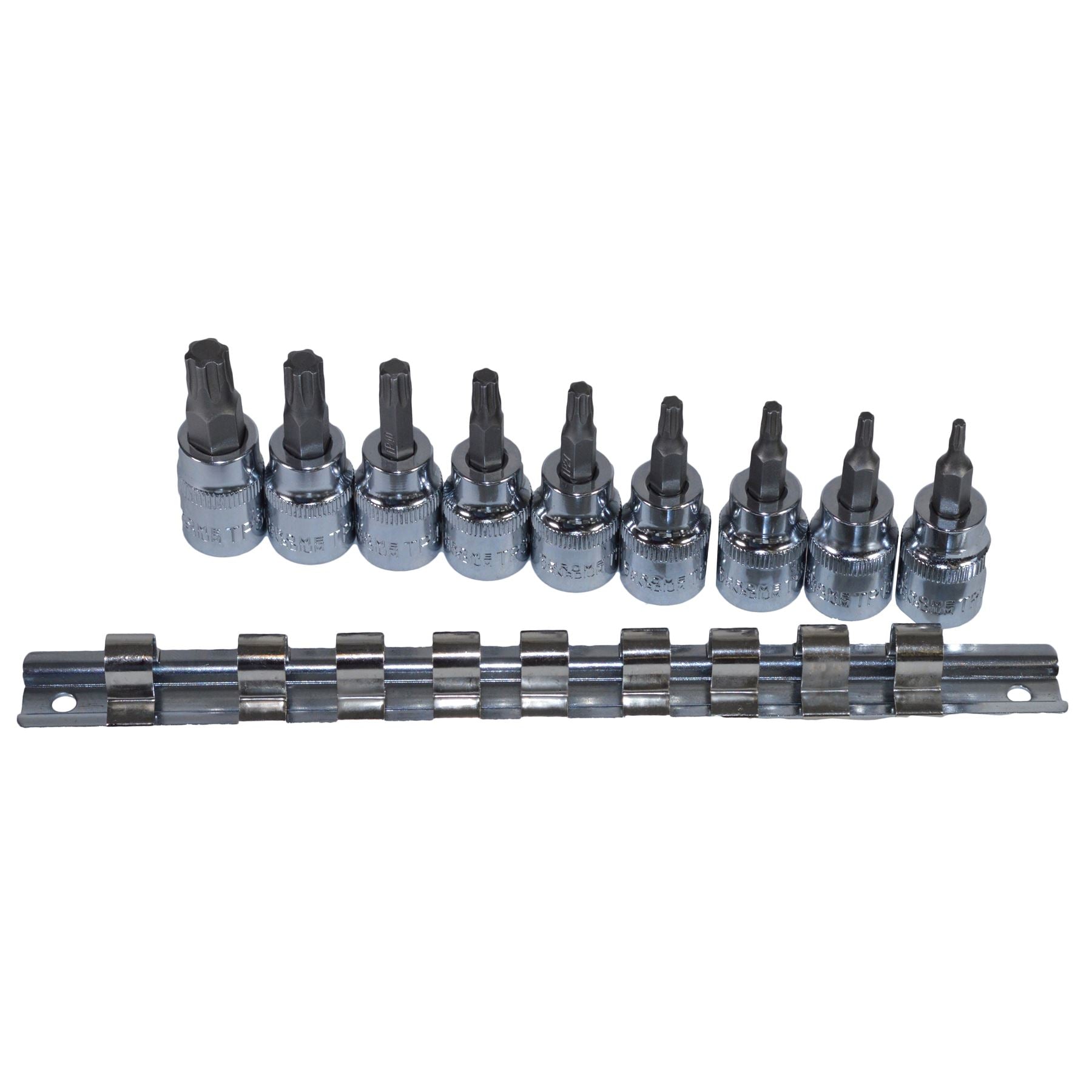Coffret de 9 douilles mâles Torx / Star Plus 3/8" TP10 - TP50 par Bergen