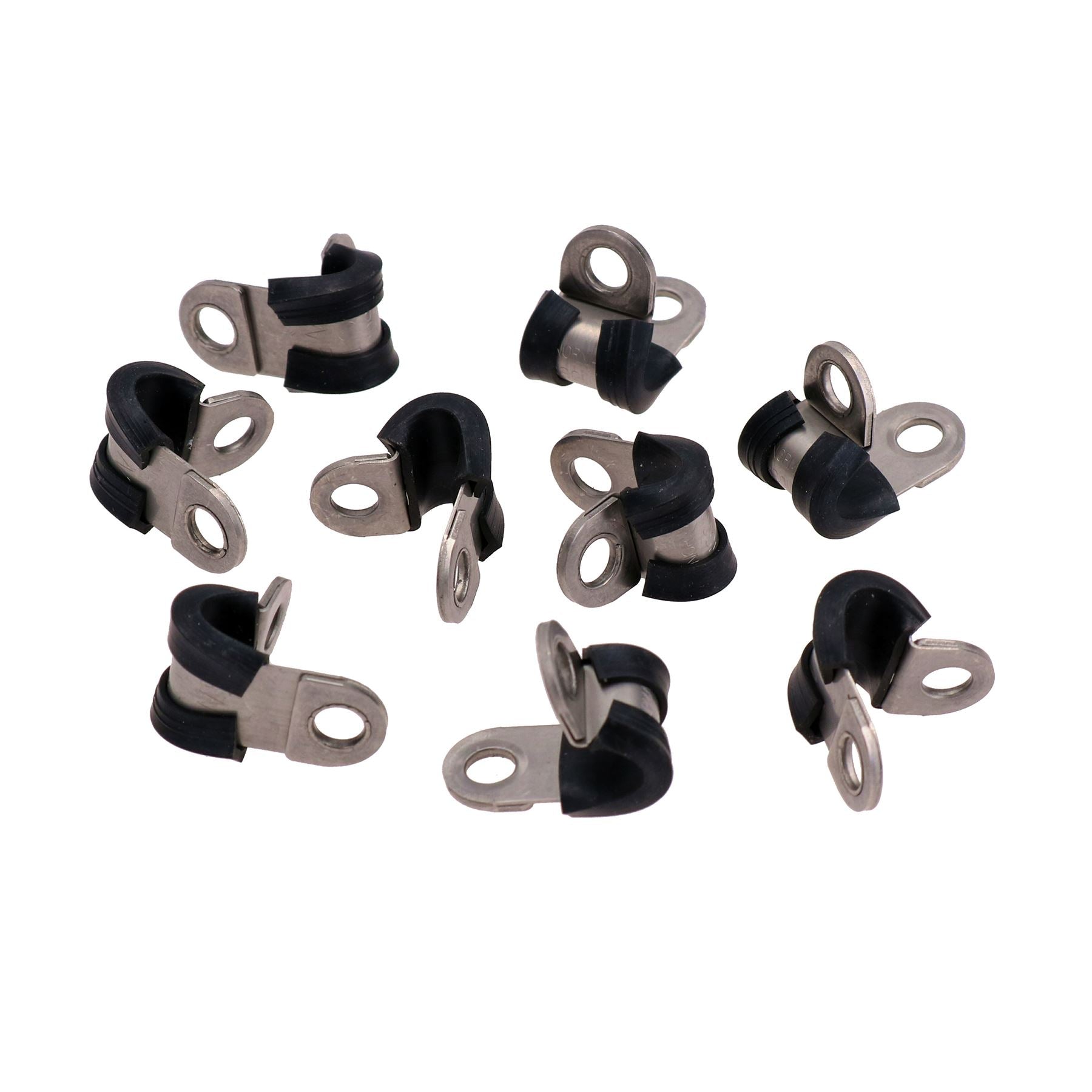 Pack of 10 Stainless Steel Rubber Lined P Clips Pipe Cable Clamp