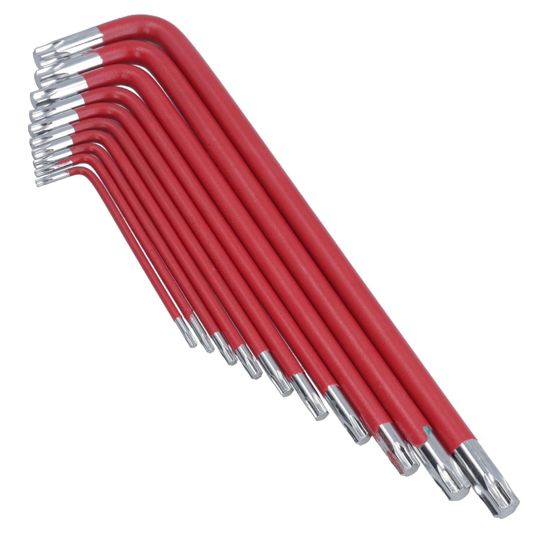 10 Stück farbige extralange Torx-Sternschlüssel mit Halter T9 – T50 Anti-Rutsch-Griffabdeckung