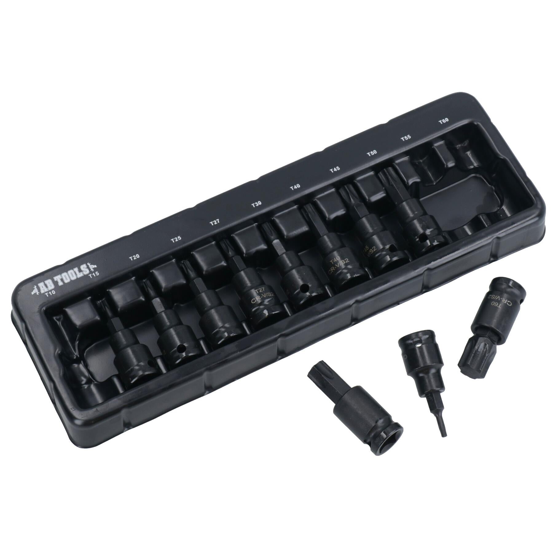 Männlicher Torx-Stern-Schlag-Bit-Steckschlüsselsatz, flach, kurz, T10 – T60, 11-teilig