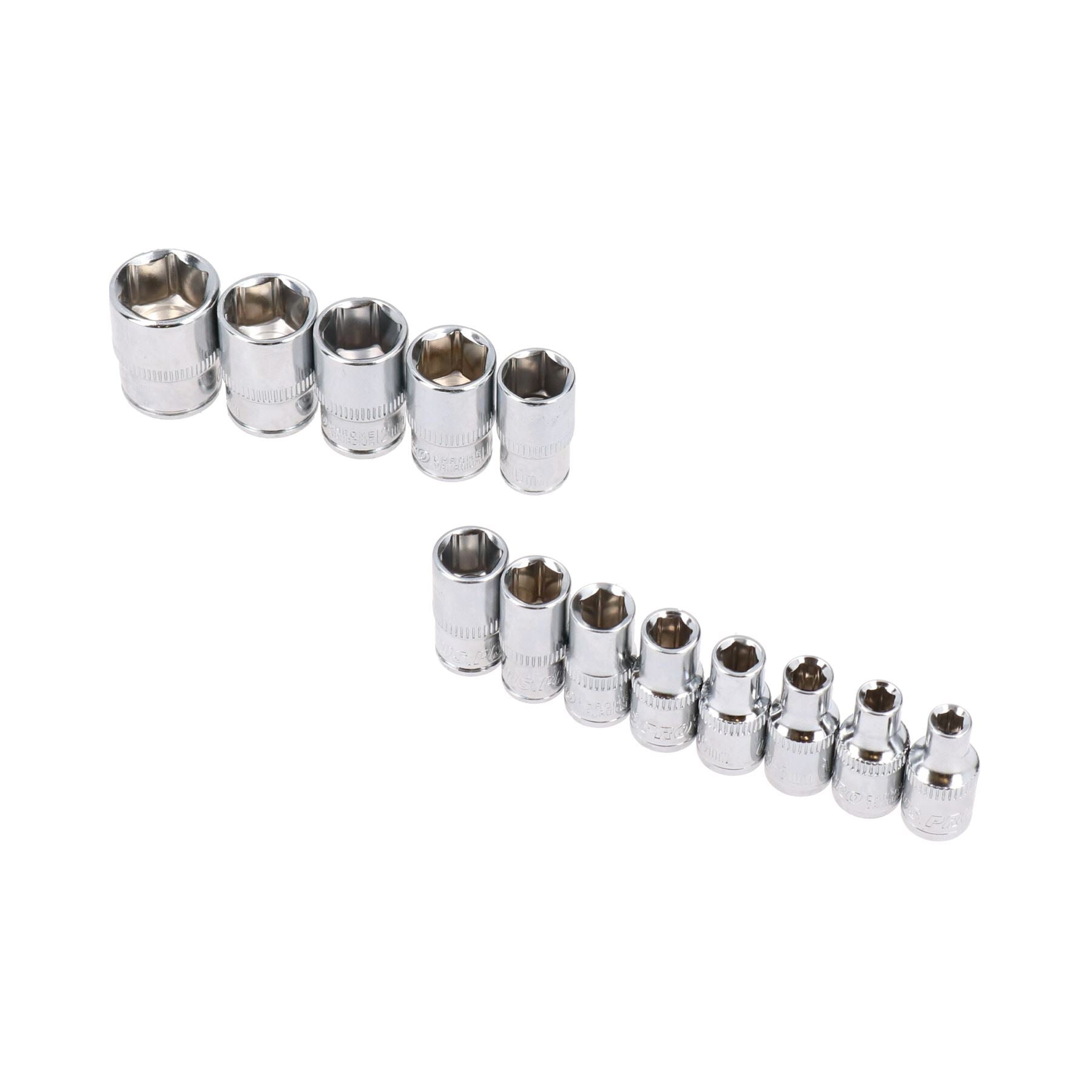 Douilles peu profondes métriques 1/4 po 4 – 14 mm + 10 mini clés 4 – 11 mm