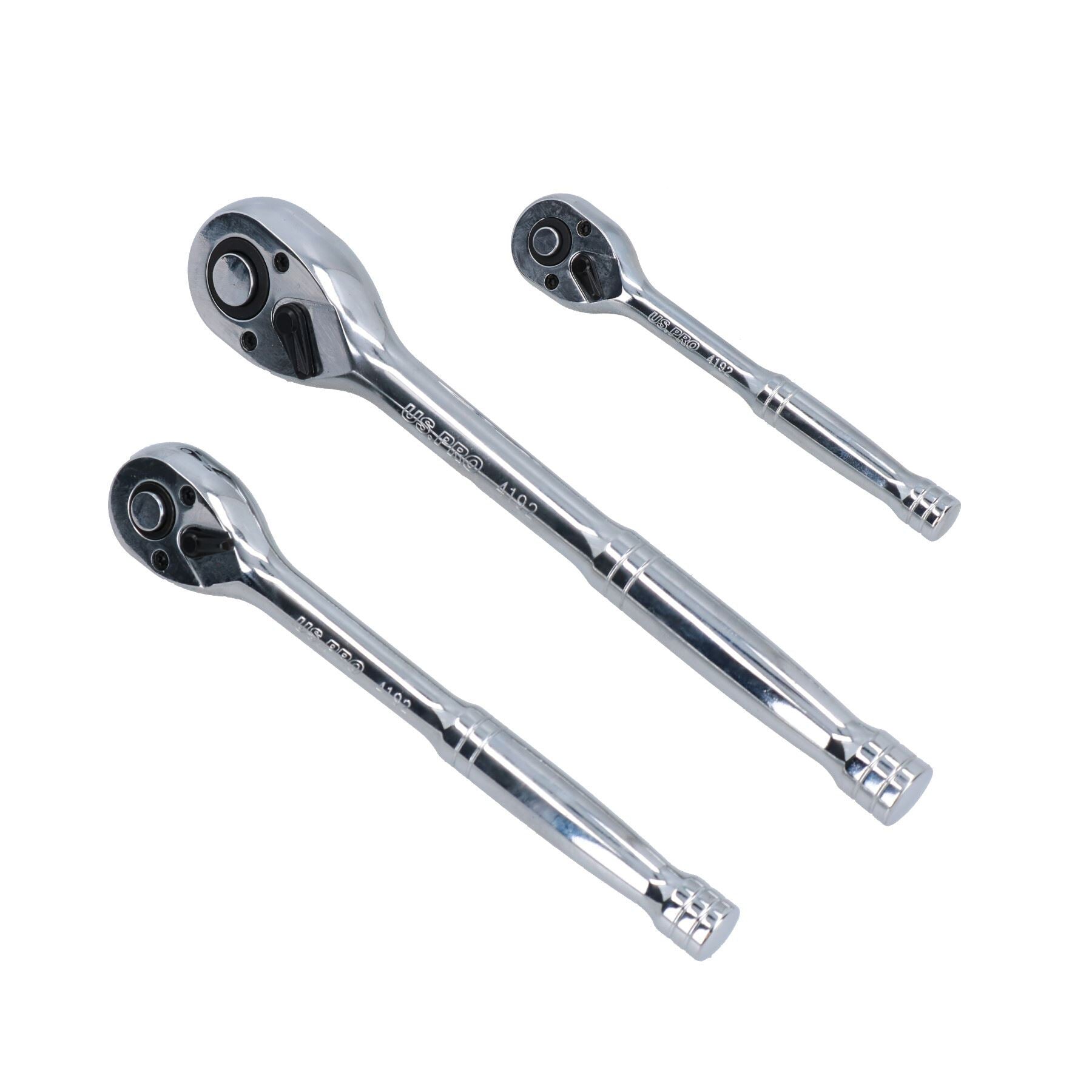 Lot de 3 clés à cliquet à entraînement mixte 72 dents à dégagement rapide 1/4" 3/8" 1/2"
