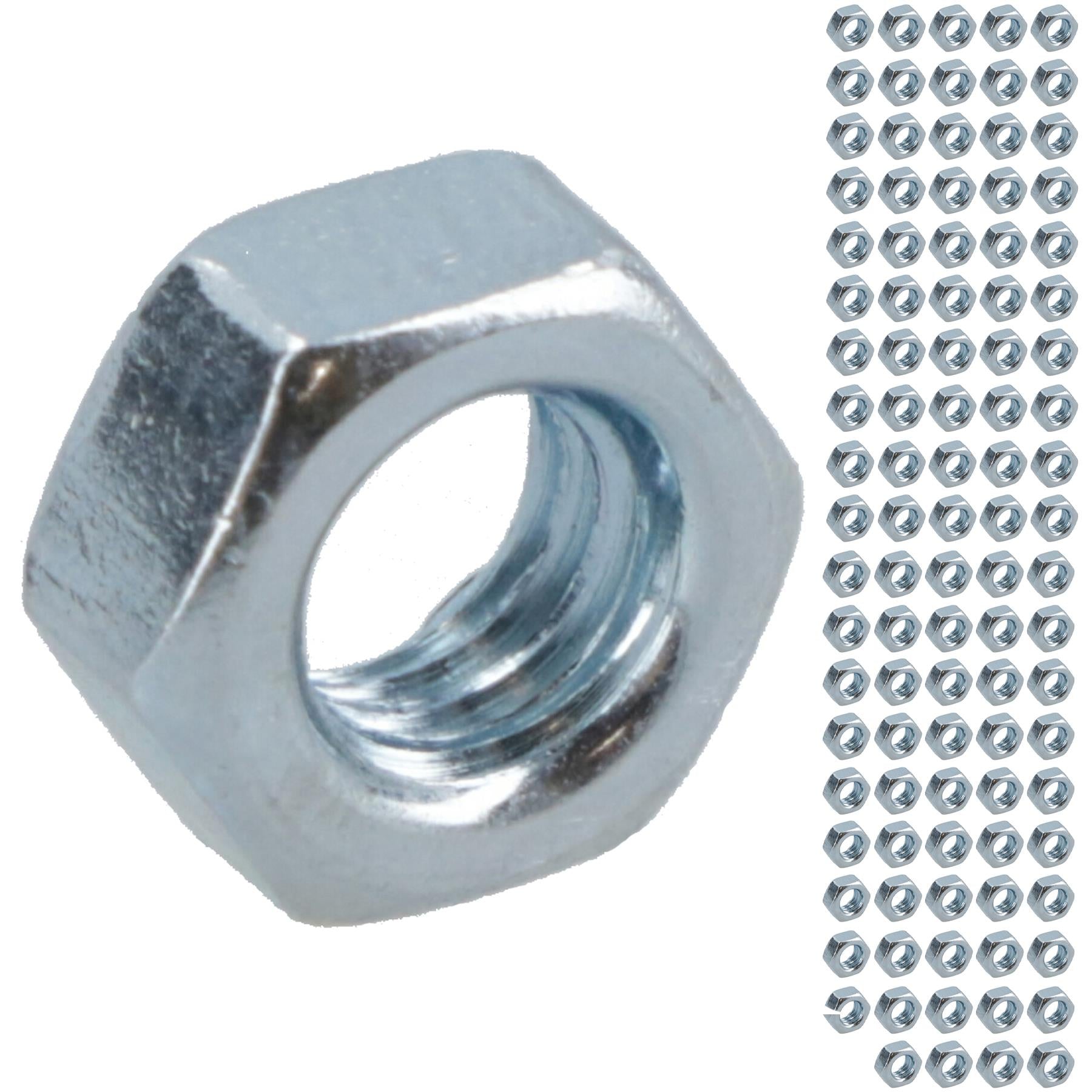 M4 / 4mm Hex Full Nut Fastener Hexagonal Metric Nuts Grade 8 Zinc Plated
