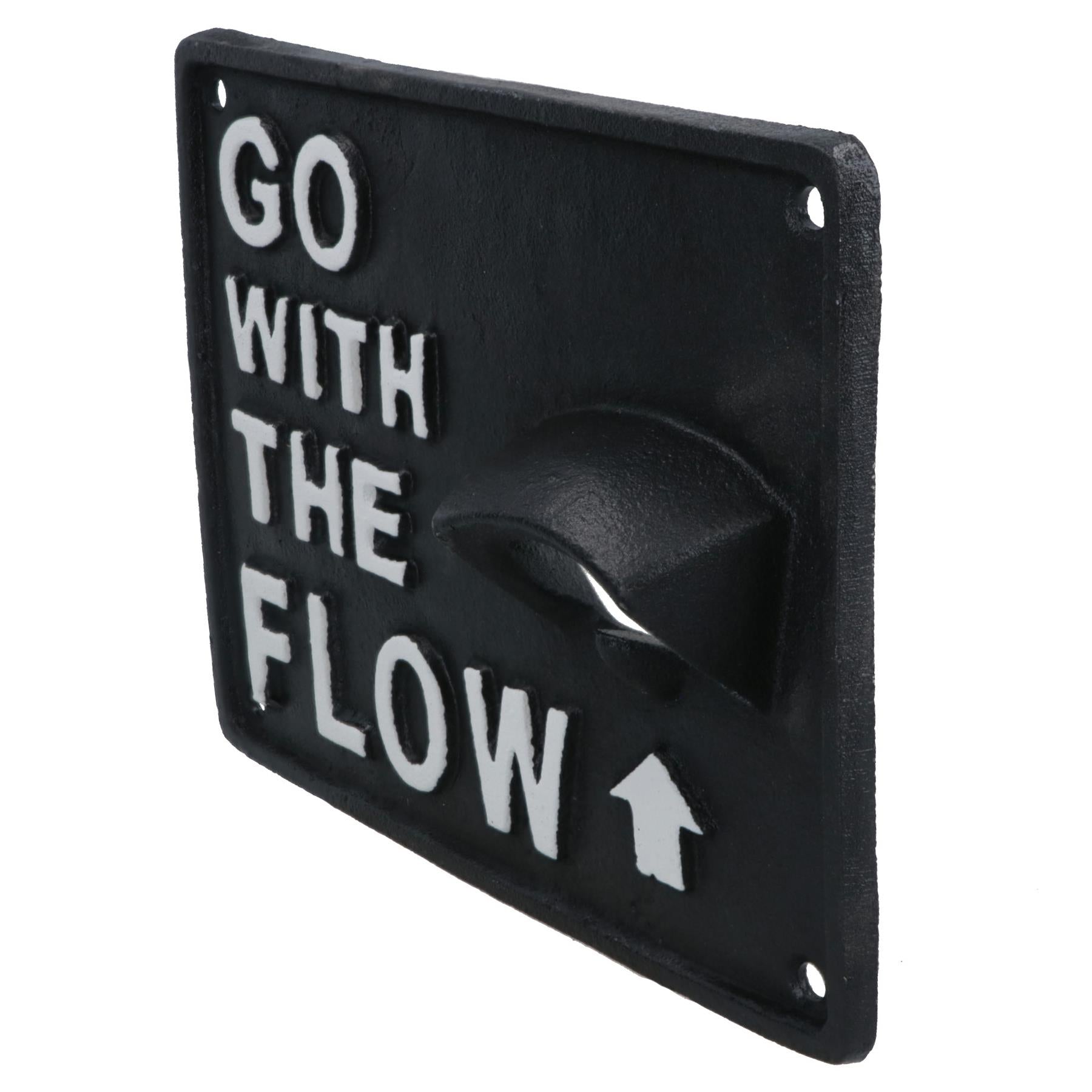 Go With The Flow Bottle Opener Beer Cast Iron Sign Gift Garage Door Shed Bar