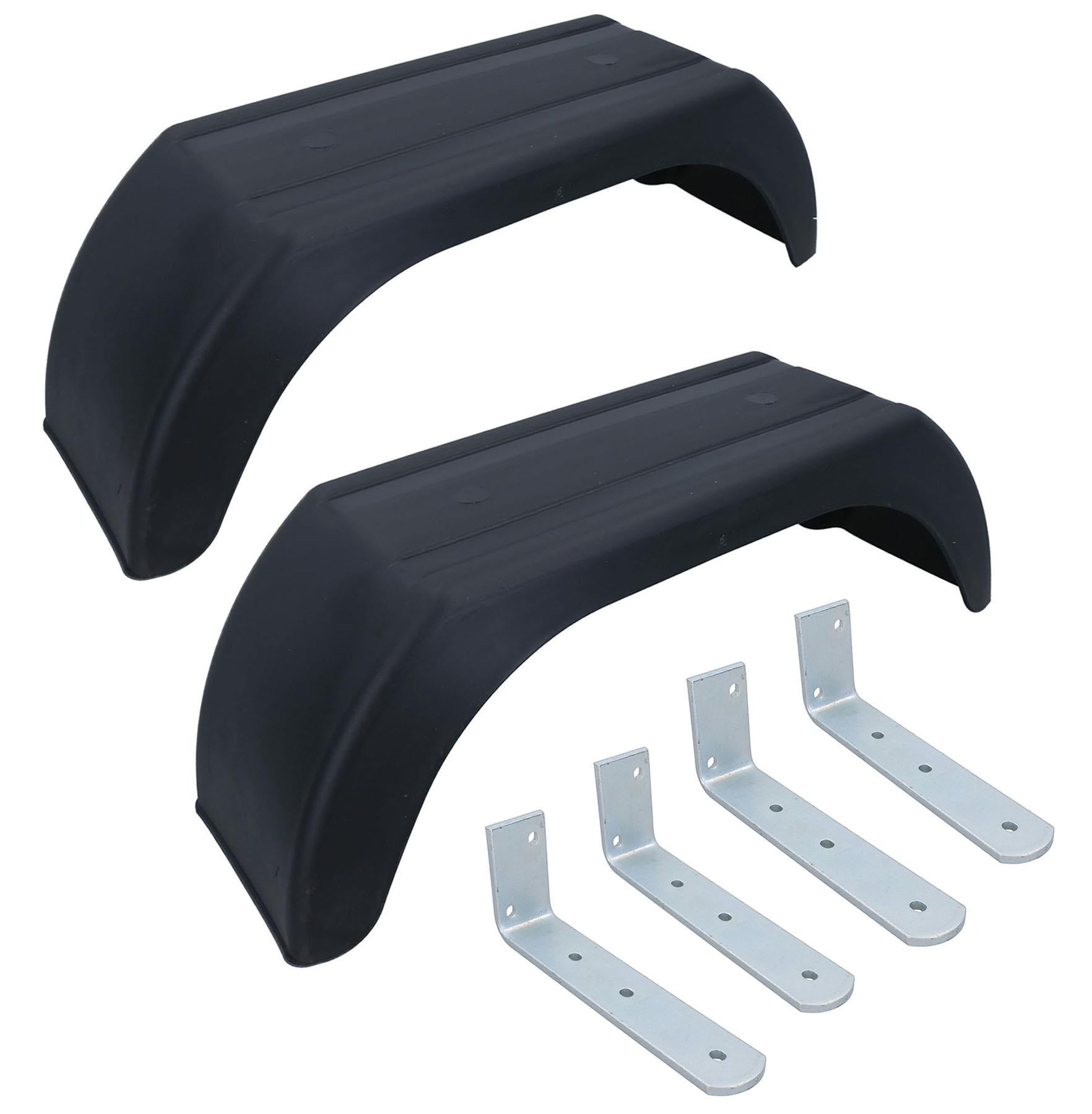 Garde-boue en plastique de 10 po (paire), montage décalé et supports d'angle de garde-boue (paquet de 4)
