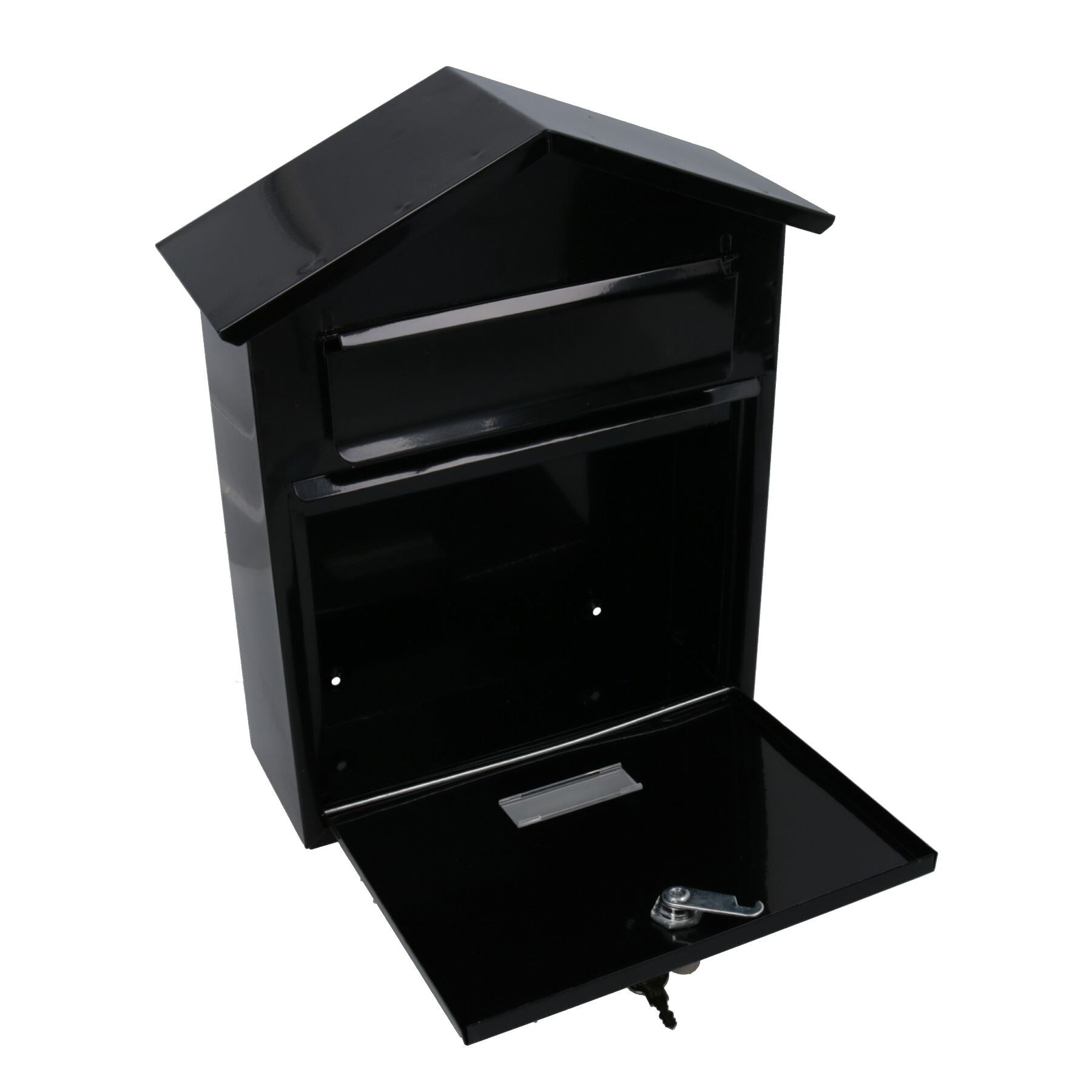 Boîte aux lettres en métal noir pour porte murale, portail, clôture, maison de jardin verrouillable