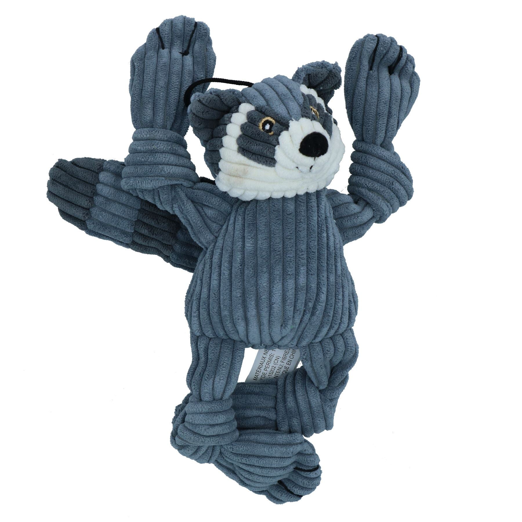 Kleines Waschbär-Knottie-Plüsch-langlebiges, multifunktionales, quietschendes Hundewelpenspielzeug, 6 x 12 x 22 cm