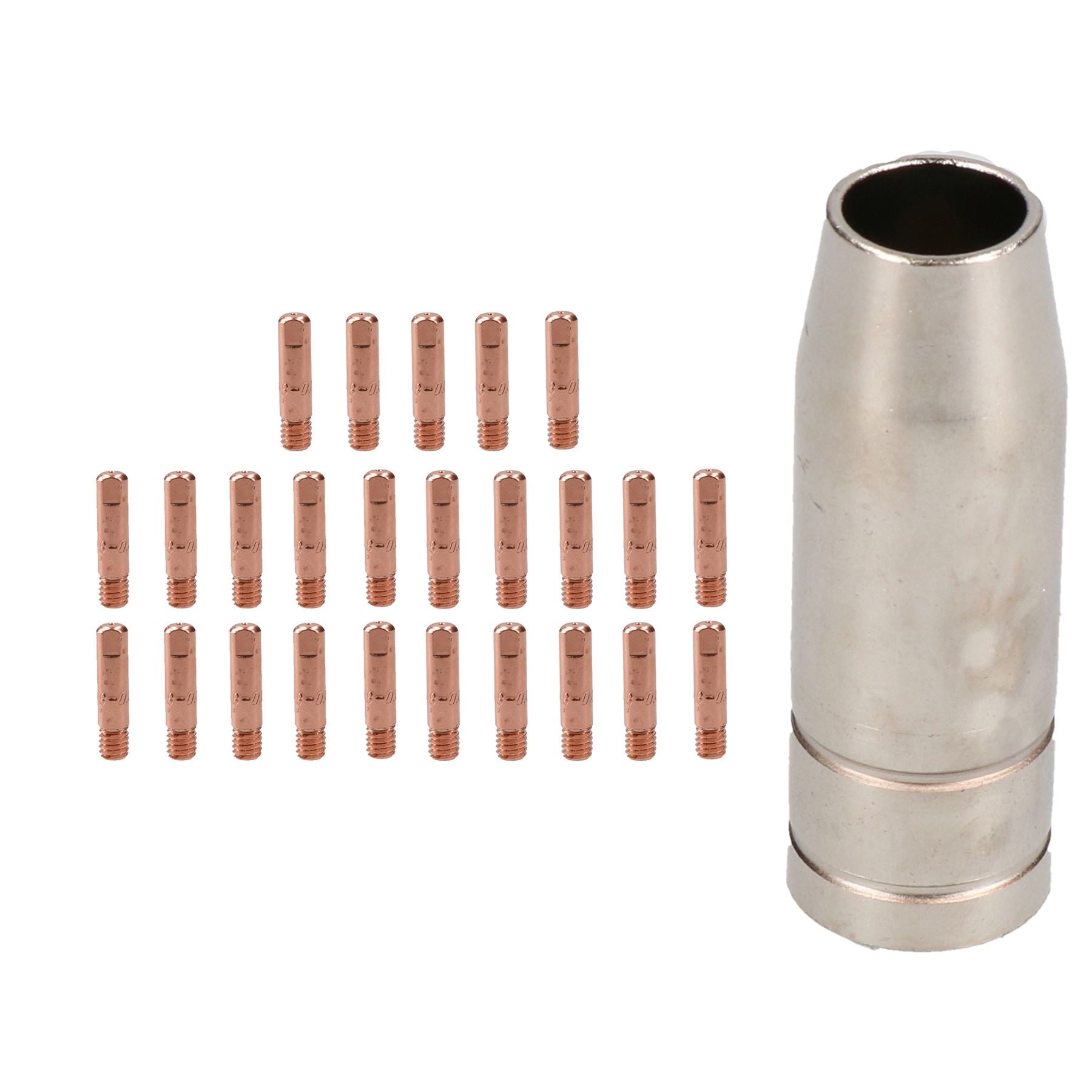 1 shroud & 25 x 0.8mm Round Contact Tips MIG Welding Binzel Style MB15 Torch