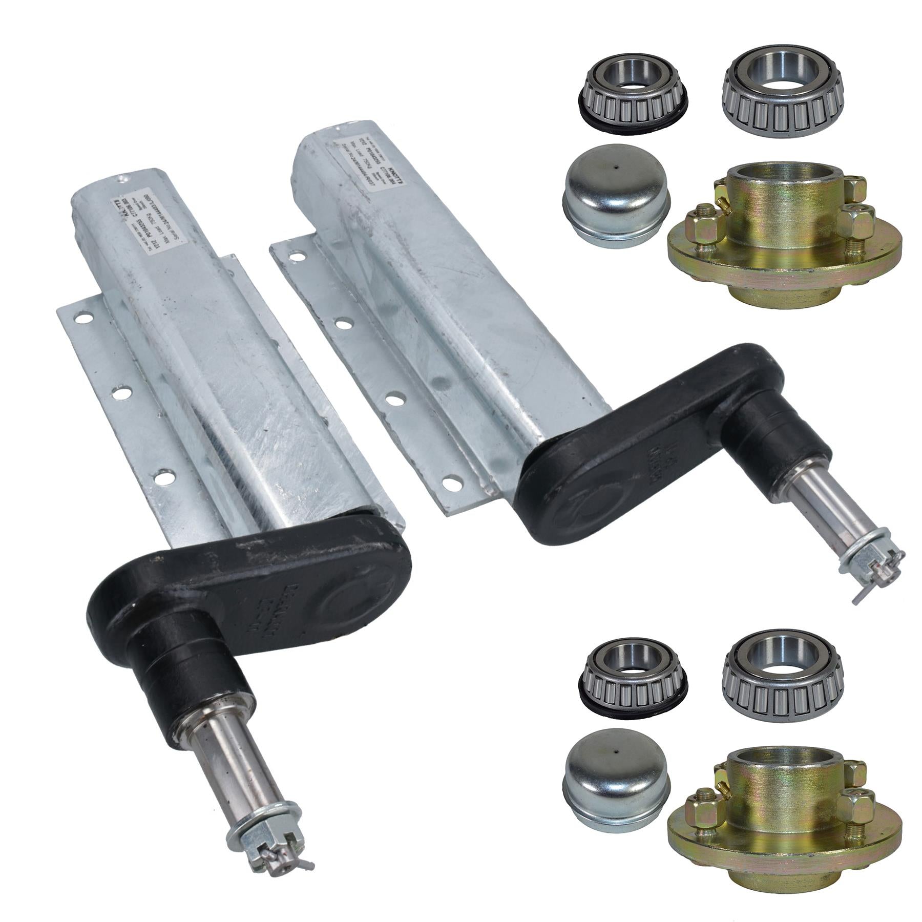 750kg Trailer Suspension Units Extended Stub Axles With 4in PCD Hubs Pair