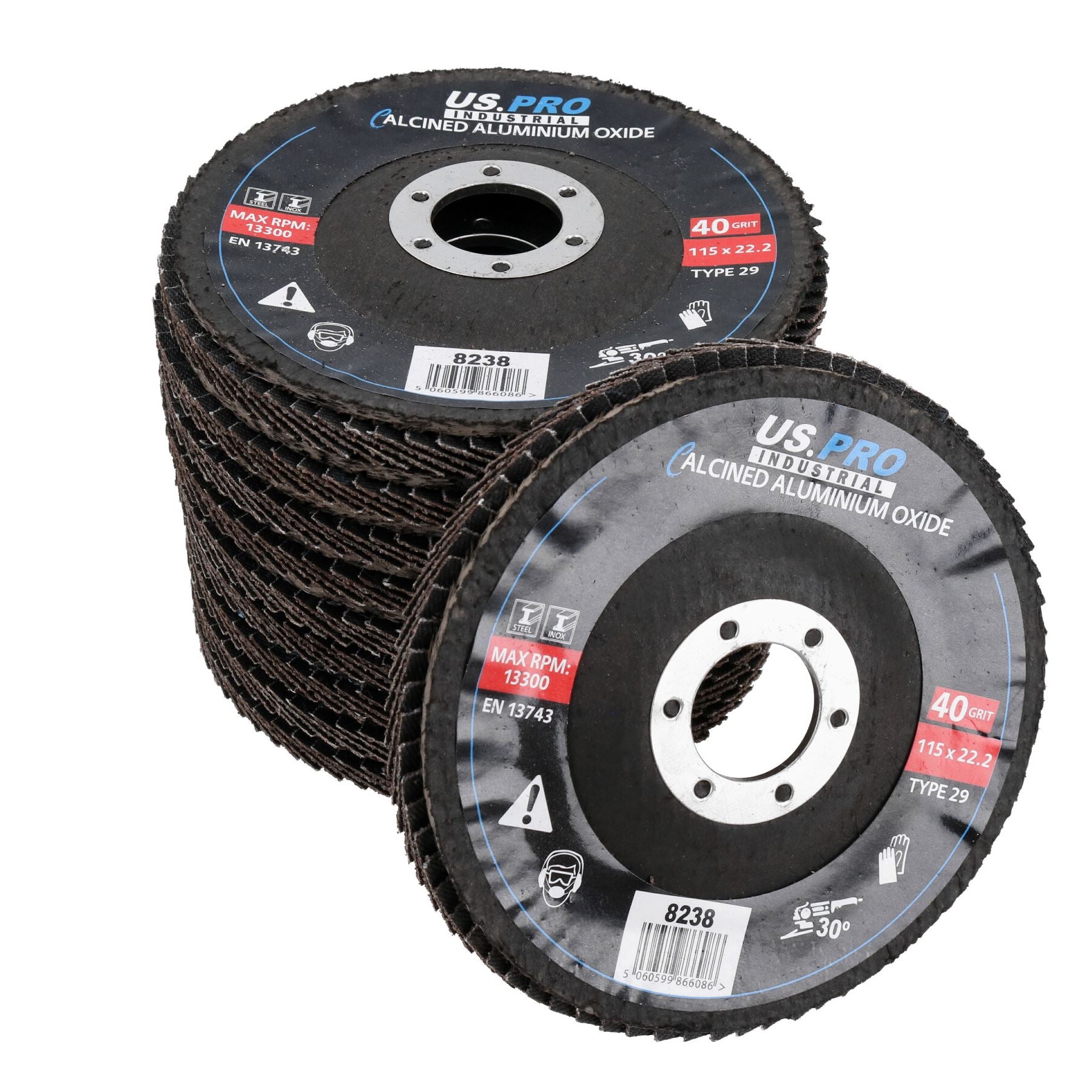 40 Grit Coarse Flap Disc Calcined Sanding Wheels for 4-1/2” Angle Grinders