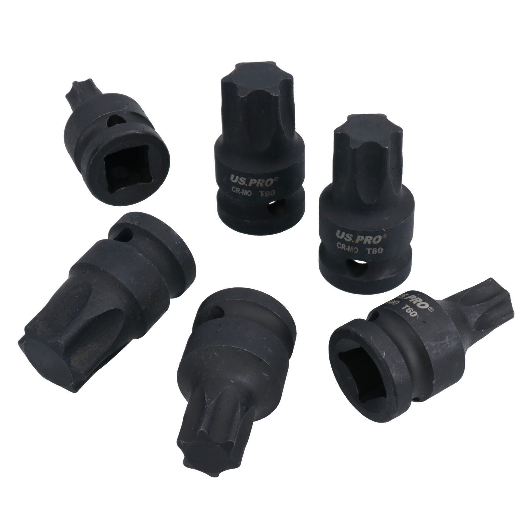 1/2-Zoll-Antrieb, Torx-Steckschlüssel, flach, mit Sternform, T55 – T100, 6-tlg.