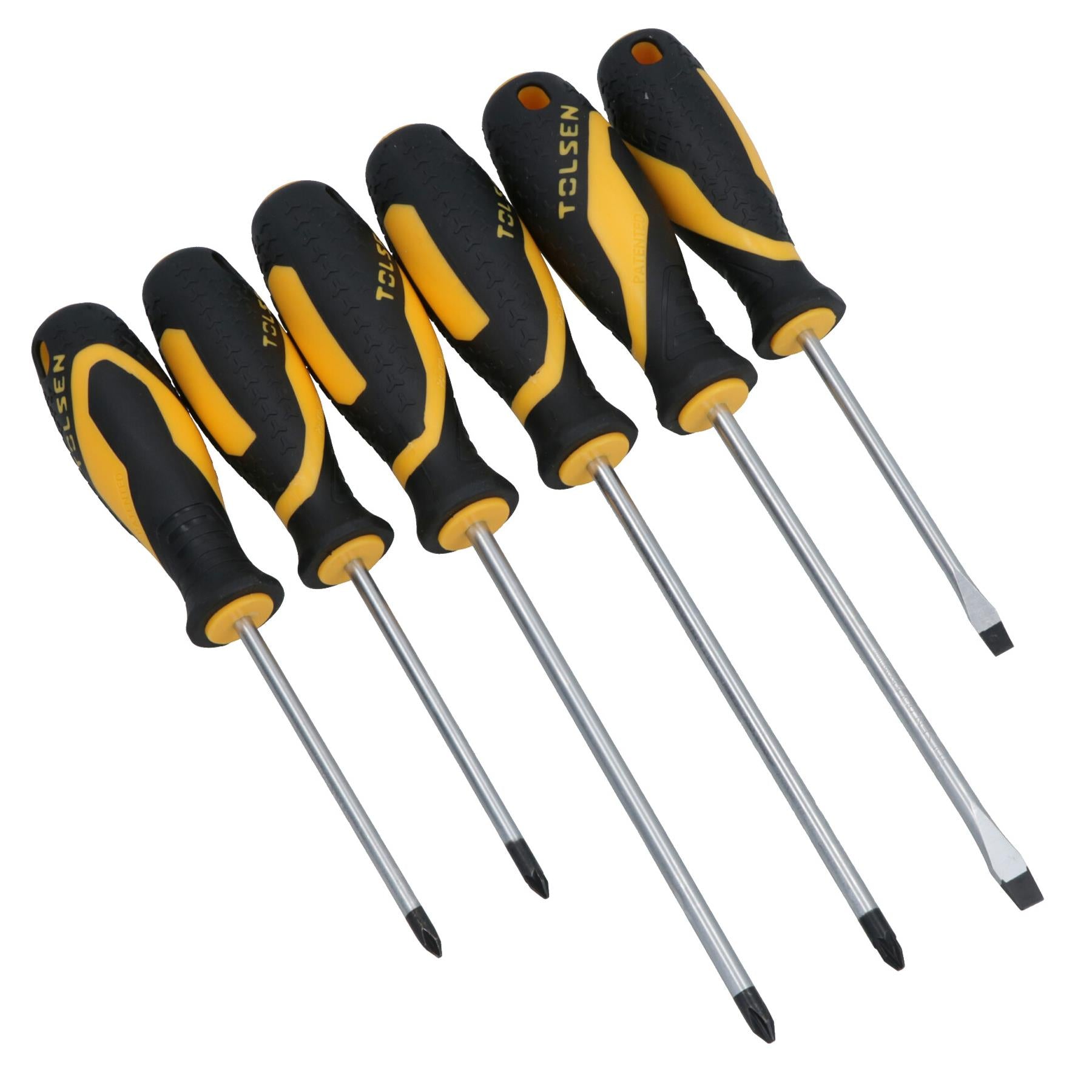 6pc Screwdriver Set Slotted / Flat, Phillips & Pozi Head With Soft Grip Handles