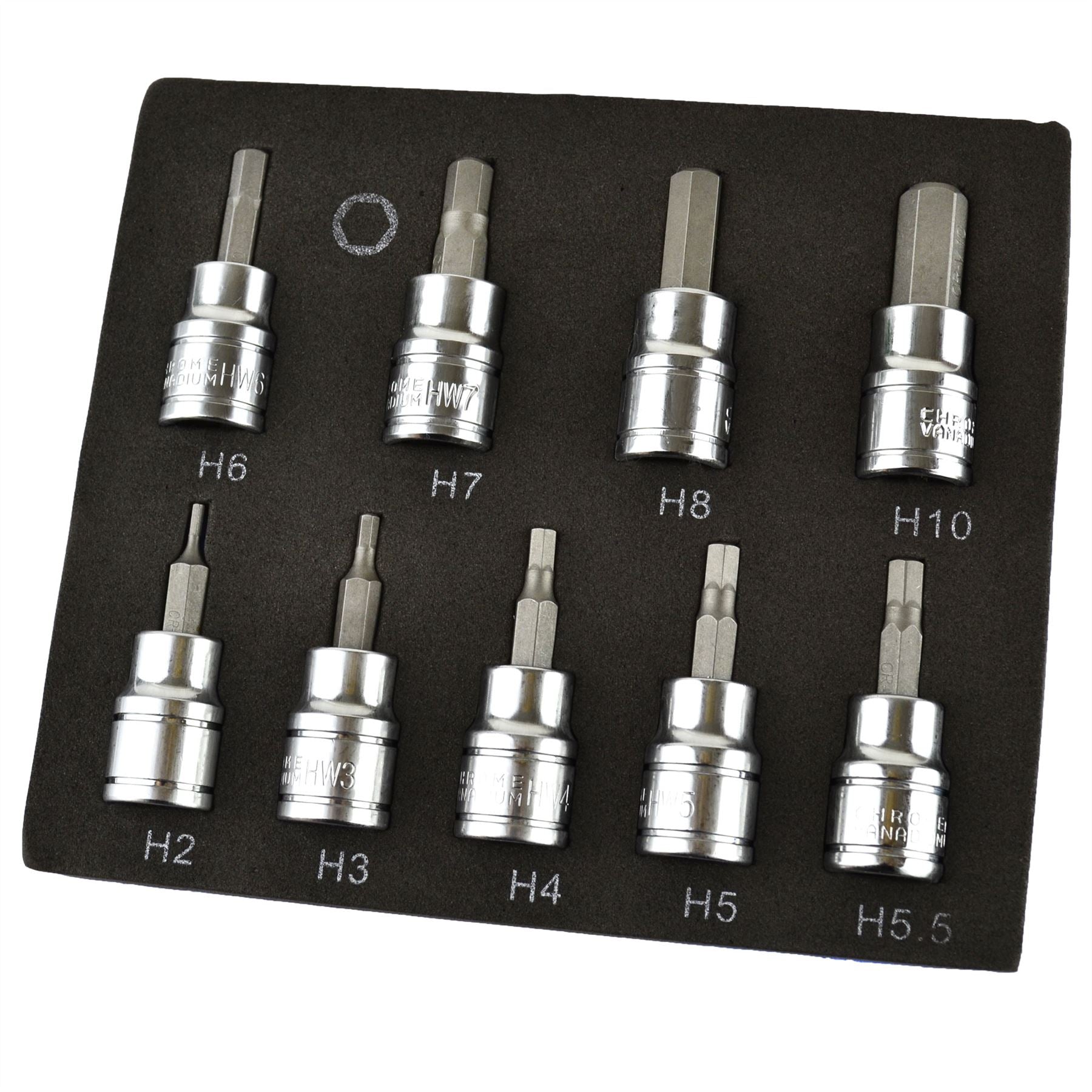 Long and Short Hex / Allen Key Socket Bit Set 3/8" dr H2 - H10 mm