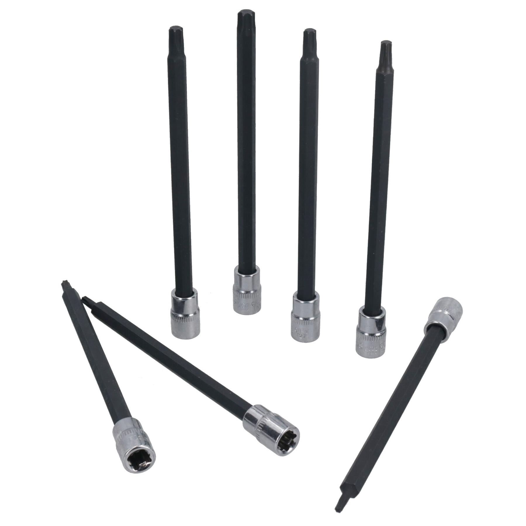 Extra lange Torx-Stern-Schlagbit-Steckschlüssel T10 – T40, 1/4 Zoll Antrieb, 7-tlg., 130 mm lang