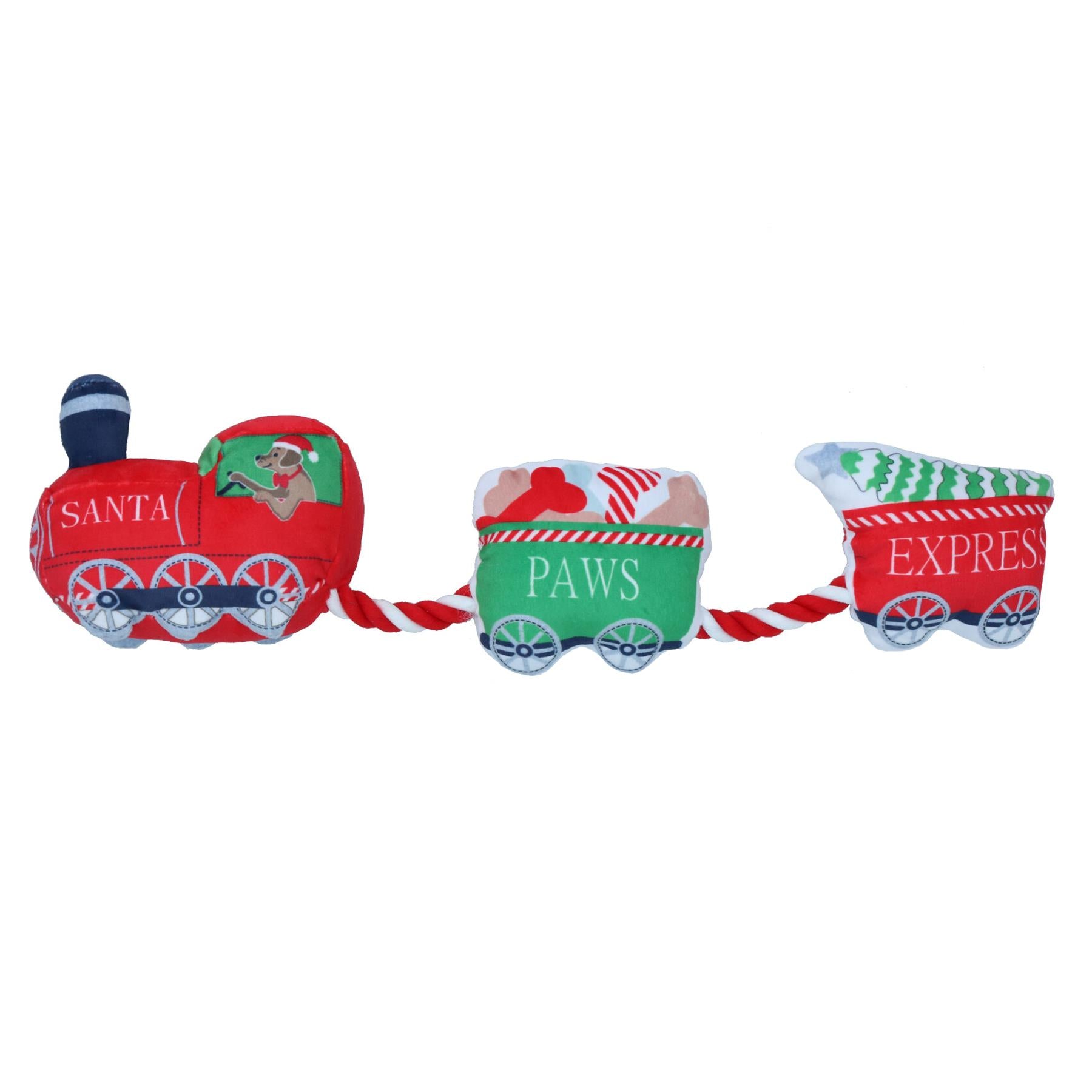 Jouet en peluche pour chien de Noël Père Noël Paws Express Corde couinante Cadeau de Noël