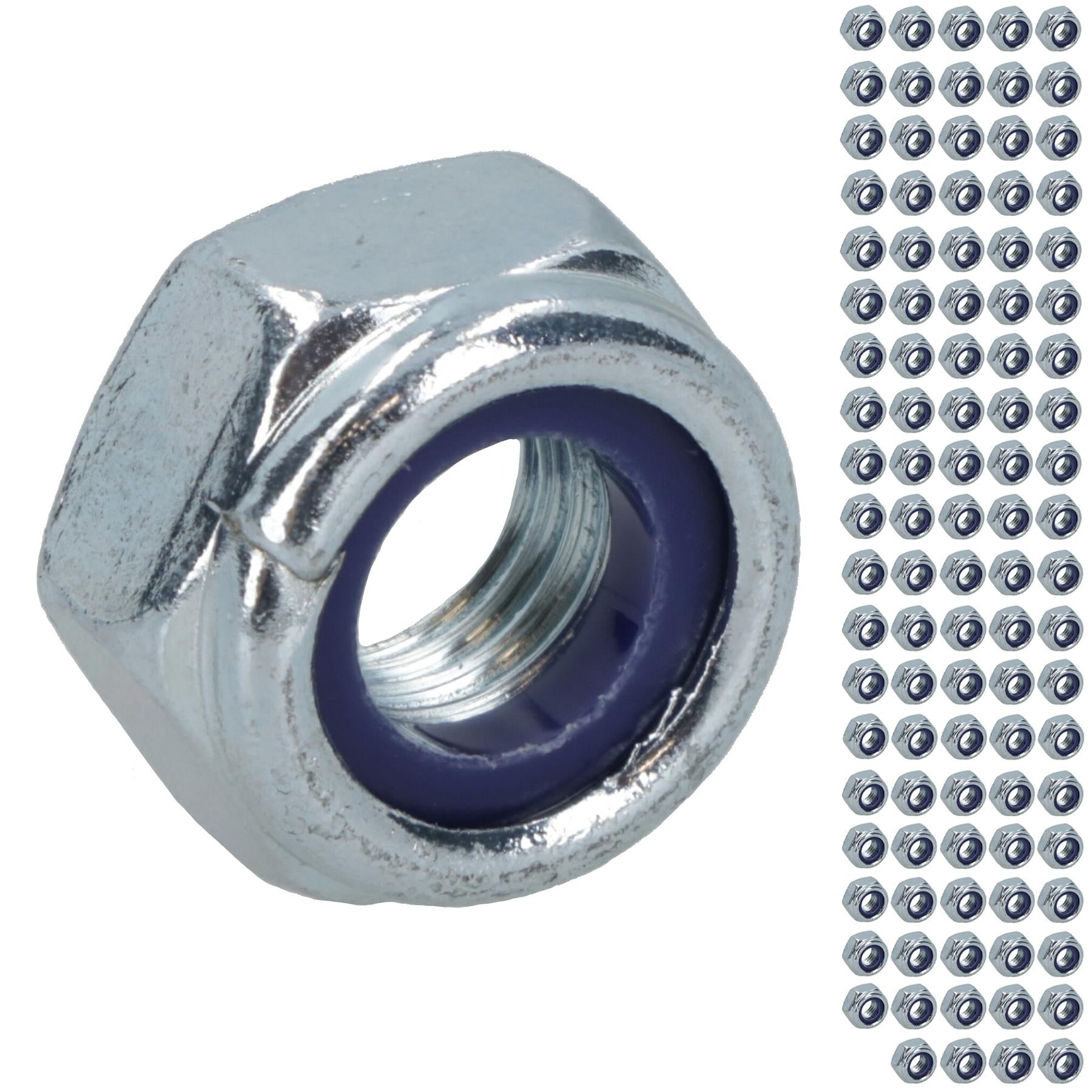 M8 x 1.25mm Nyloc Nut Fastener Hexagonal Metric Nuts Grade 8 Zinc Plated