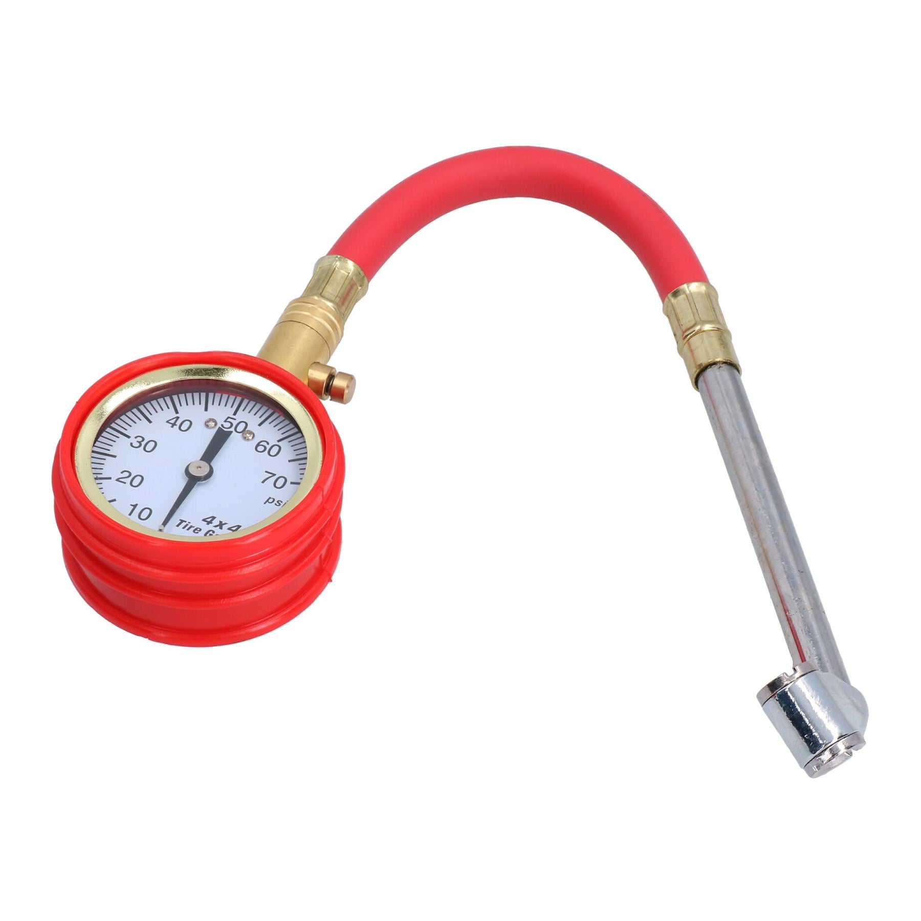Tyre Pressure Gauge With Flexible Hose And Air Release Valve 5 - 70 PSI AT687