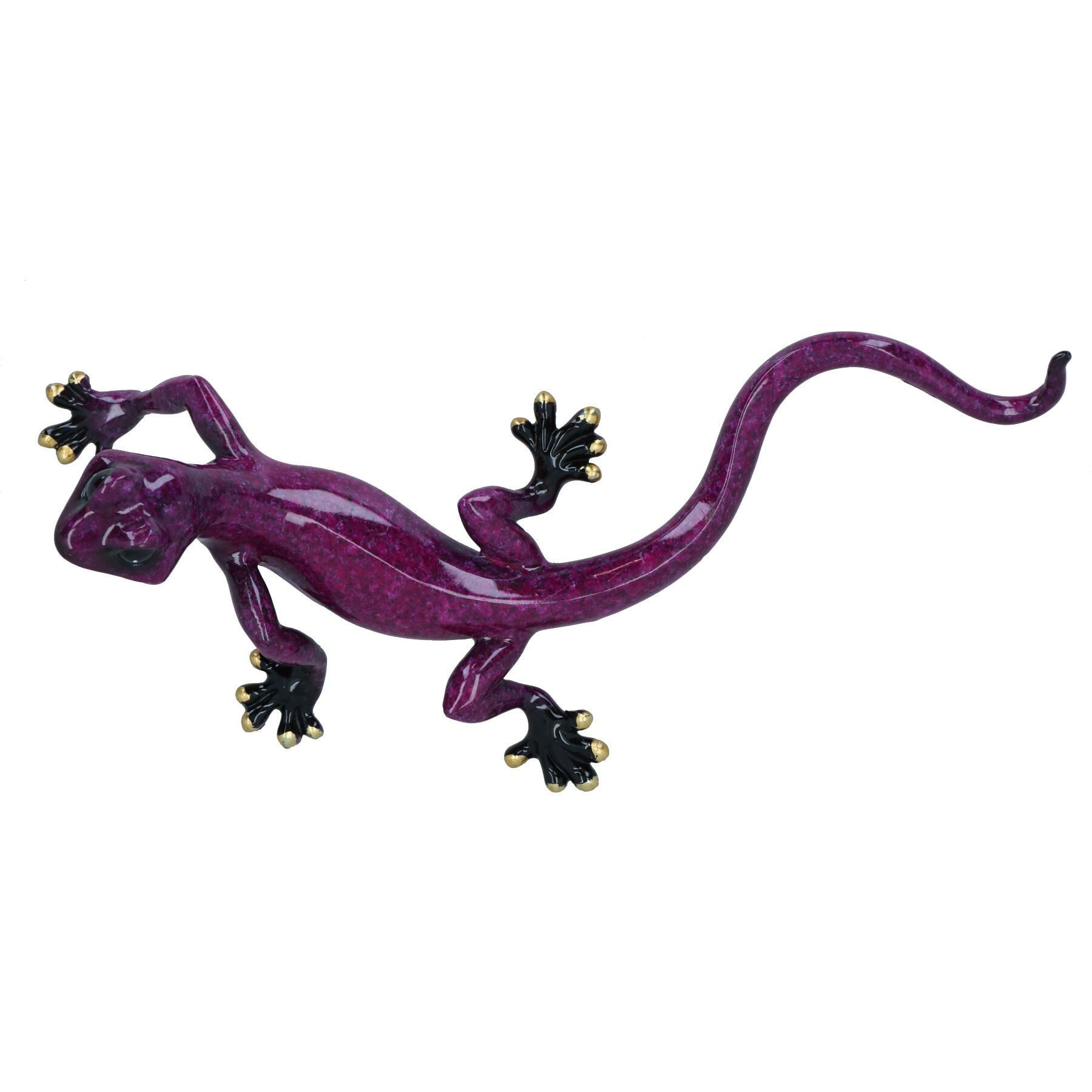 Lila gesprenkelte Gecko-Eidechsen-Kunstharz-Wandskulptur für Schuppen, Dekoration, Statue, mittelgroß