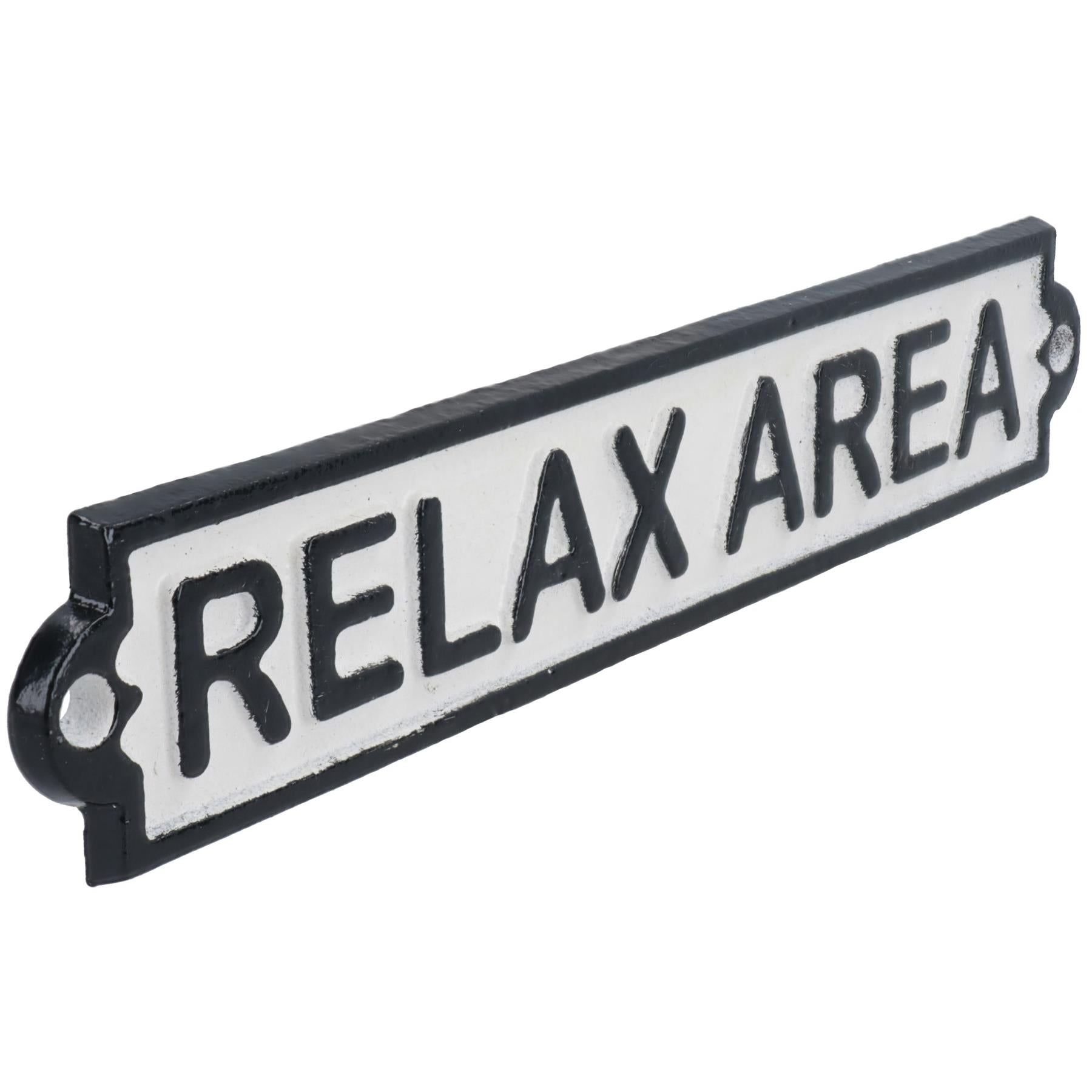 Relax Area Cast Iron Sign Plaque Door Wall House Fence Gate Garden Hotel Shop