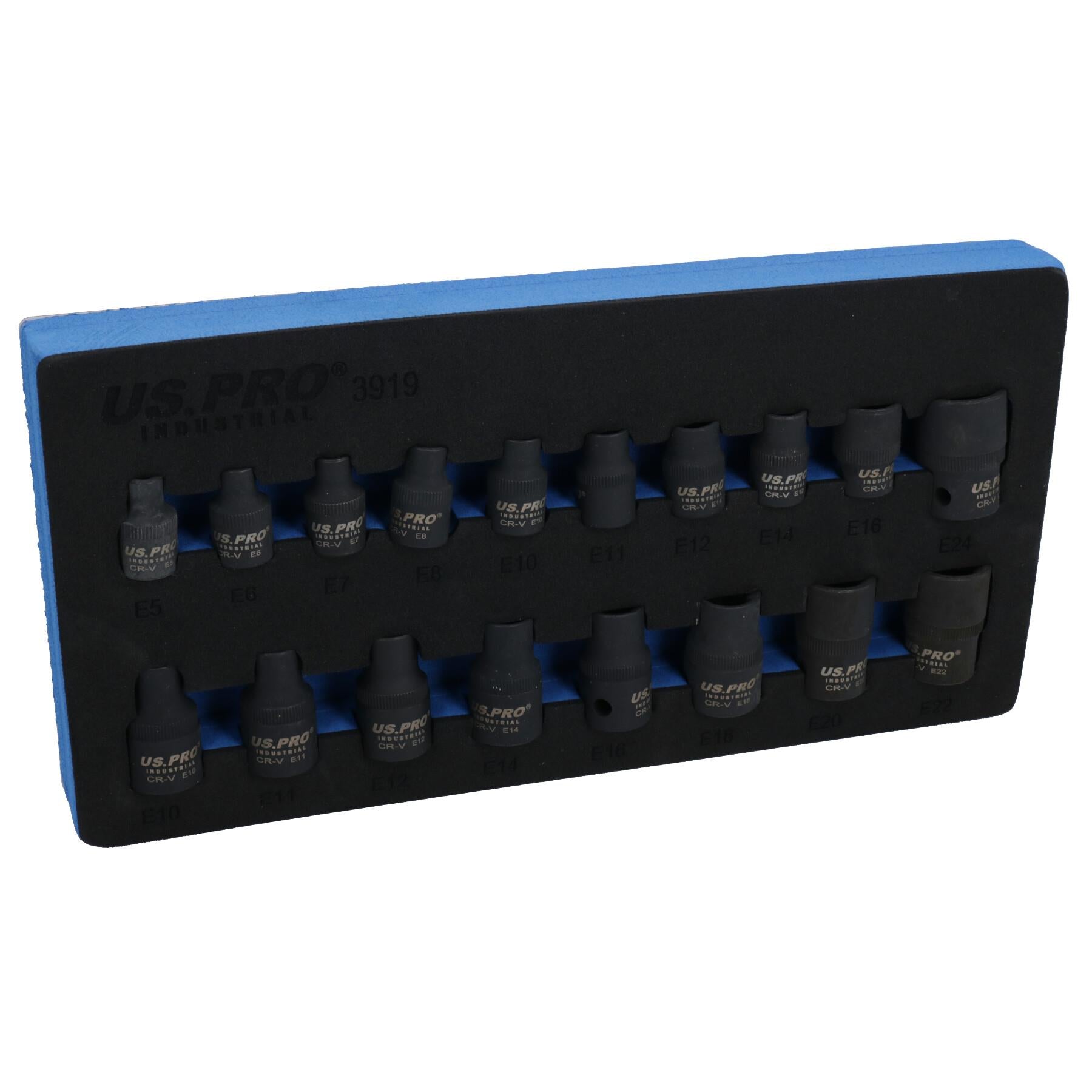 Douilles femelles à impact Torx / E E5 - E24 3/8" et 1/2" 17 pièces par US Pro