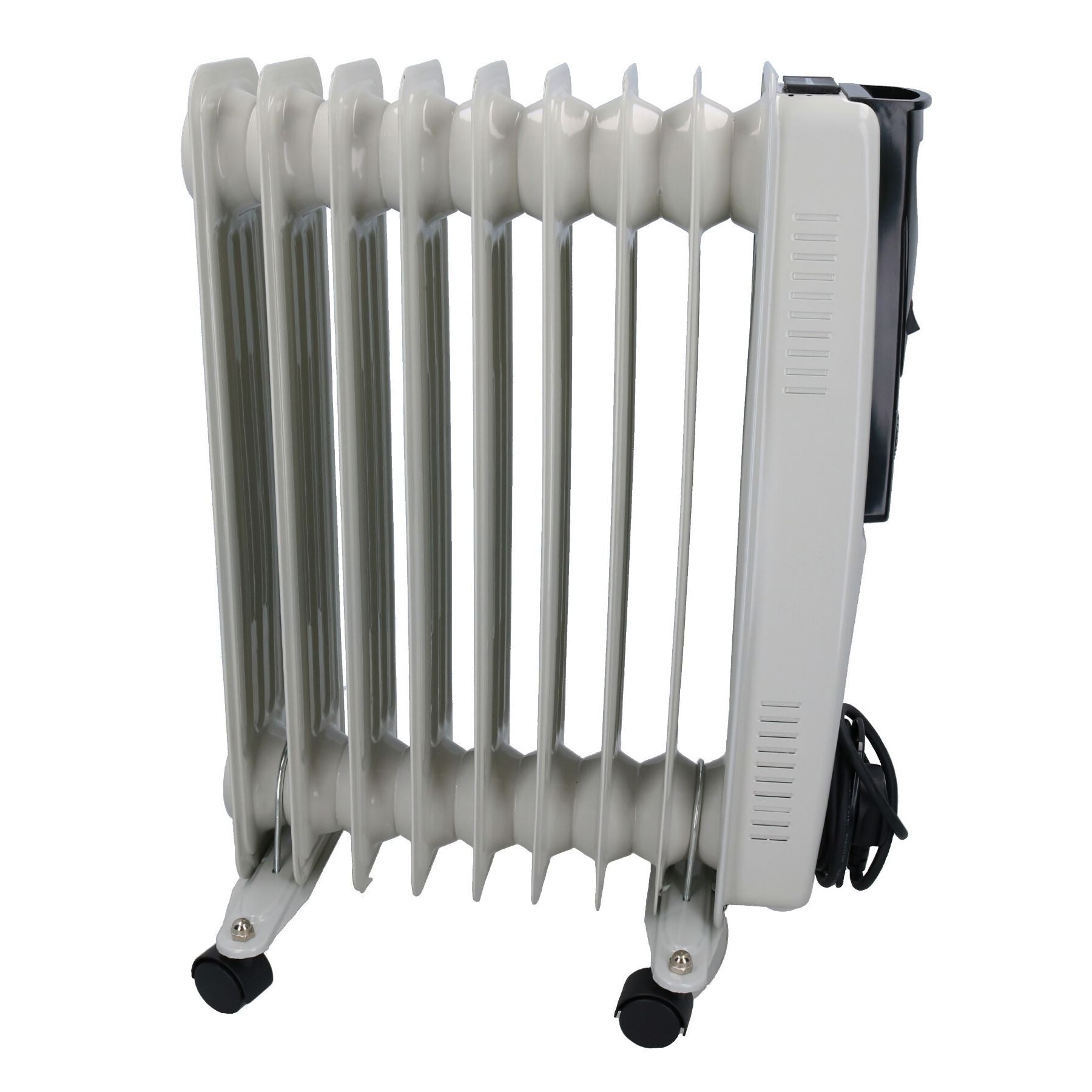 2KW 9 Fin Slim line Oil Filled Radiator Heater With Adjustable Thermostat White