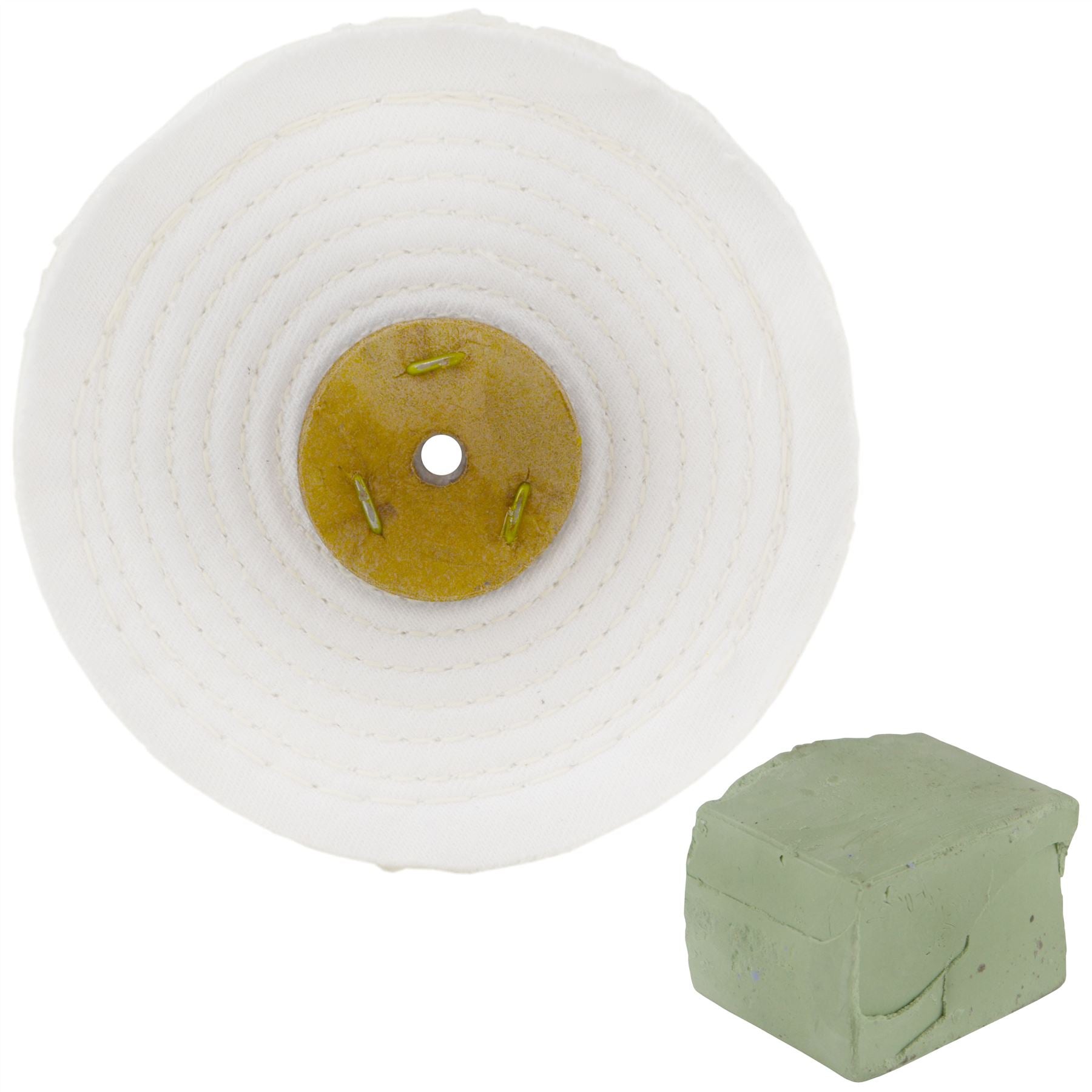 Balai de polissage à coutures serrées blanc 6" x 0,5" 1 rangée avec composé 250 g