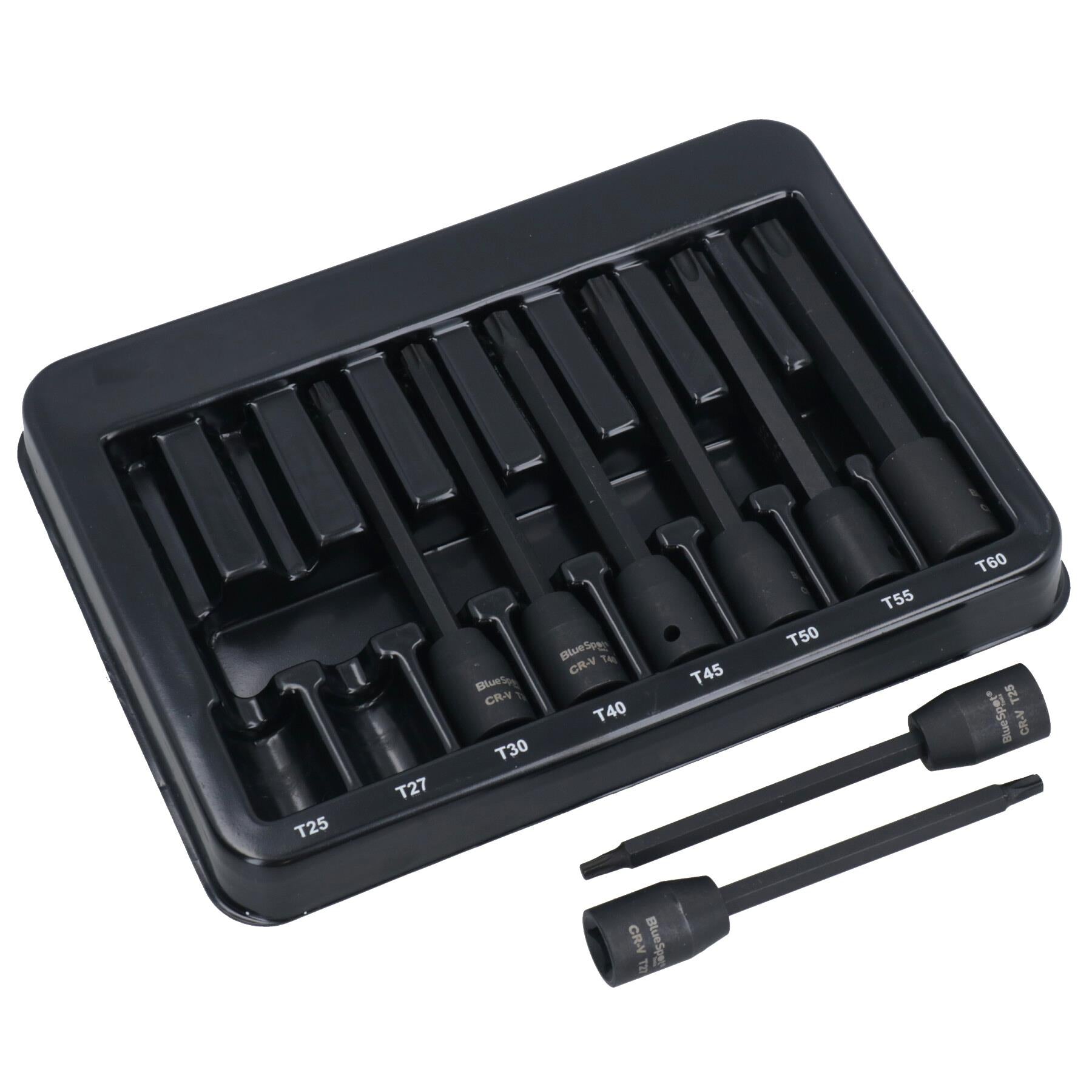 Extra lange Torx-Steckschlüsseleinsätze mit Stern-Schlagschrauber, T25 – T60, 110 mm, 8-teiliger Satz