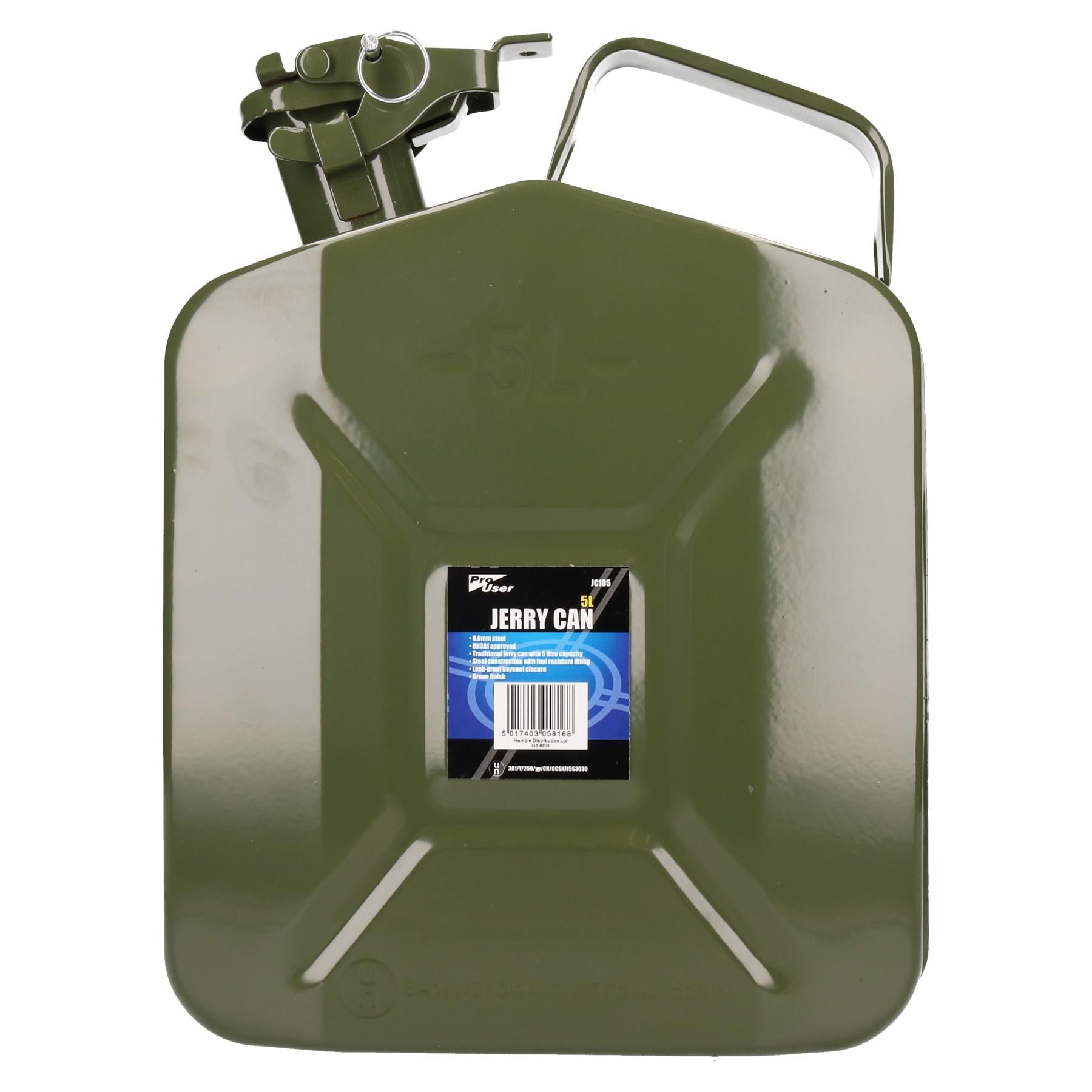 5 Litres Metal Fuel Jerry Can Holder Storage Container + Flexible Fuel Spout Pourer