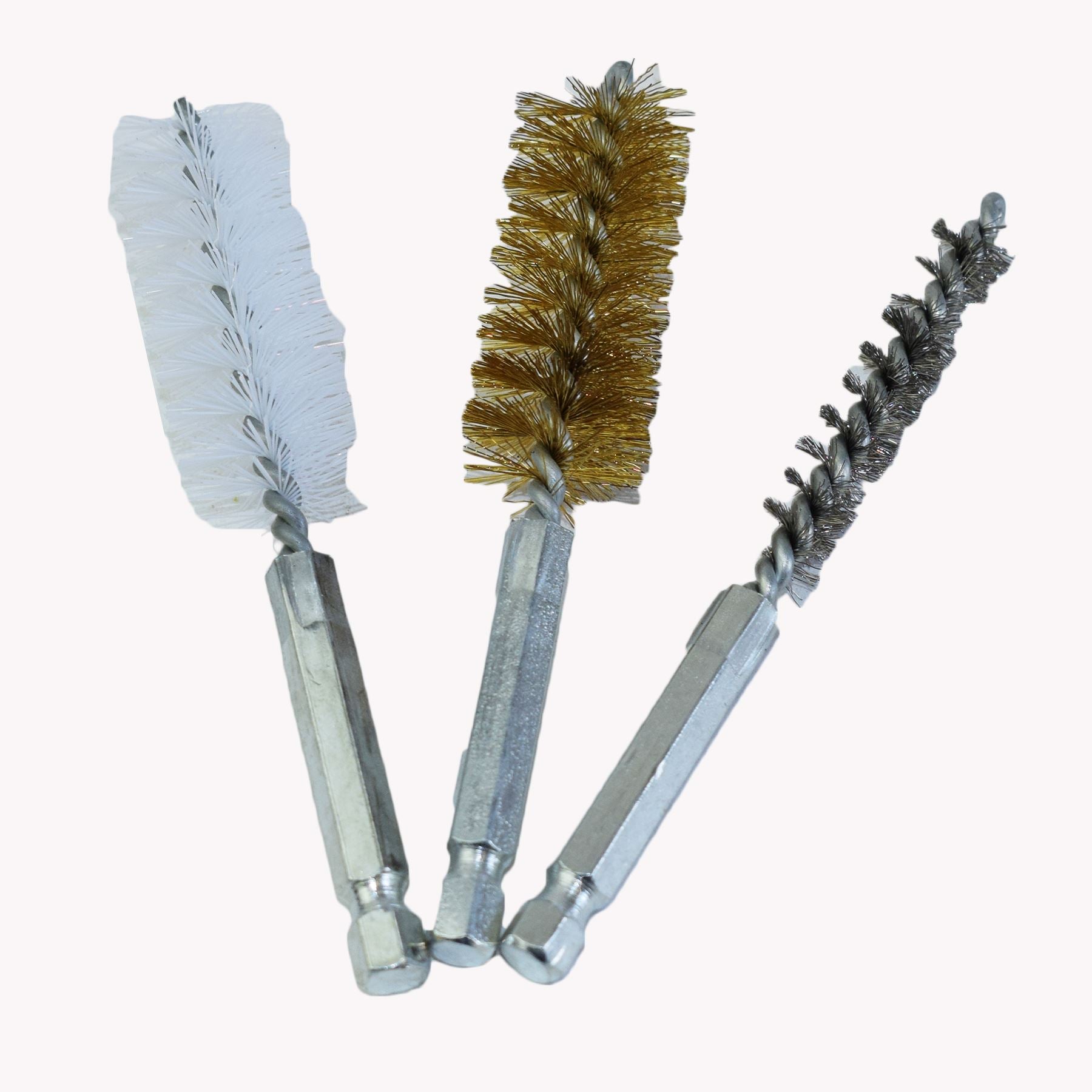 Lot de 20 brosses en spirale en laiton, acier, nylon, fil de détail, tuyau, manche d'extension 1/4"