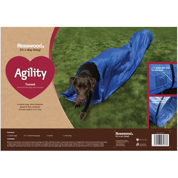 Tunnel d'agilité pour chien facile à assembler, exercice amusant. 5 mètres de long x 60 cm de diamètre