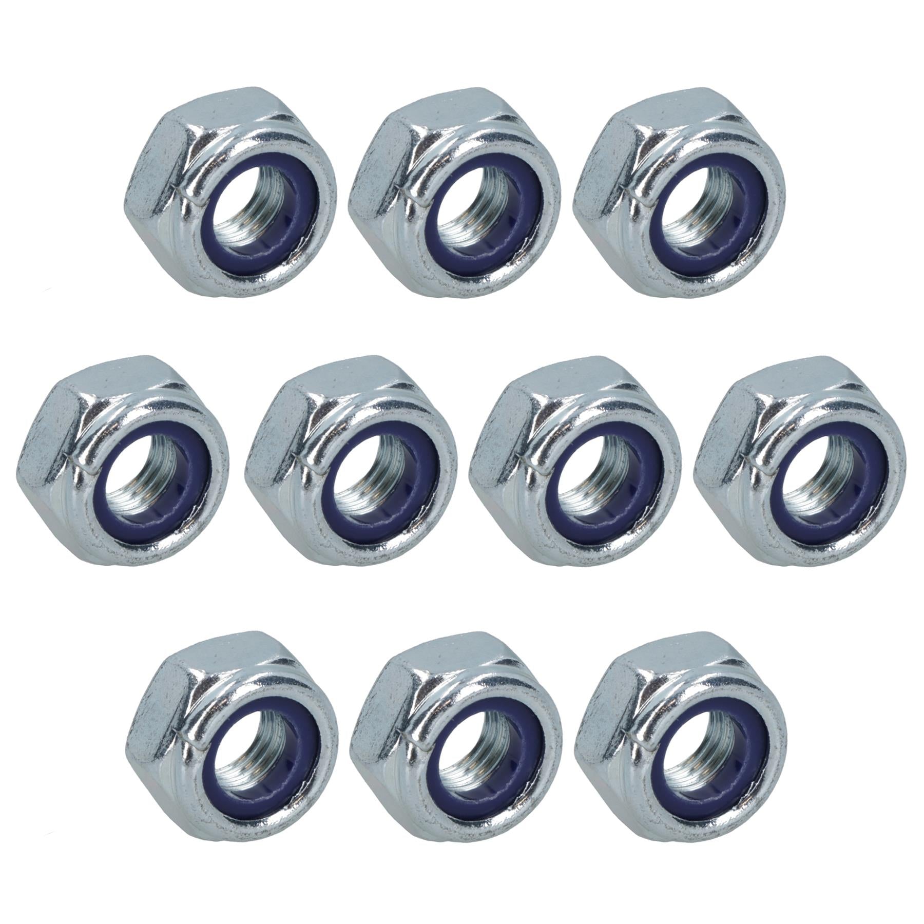M8 x 1.25mm Nyloc Nut Fastener Hexagonal Metric Nuts Grade 8 Zinc Plated