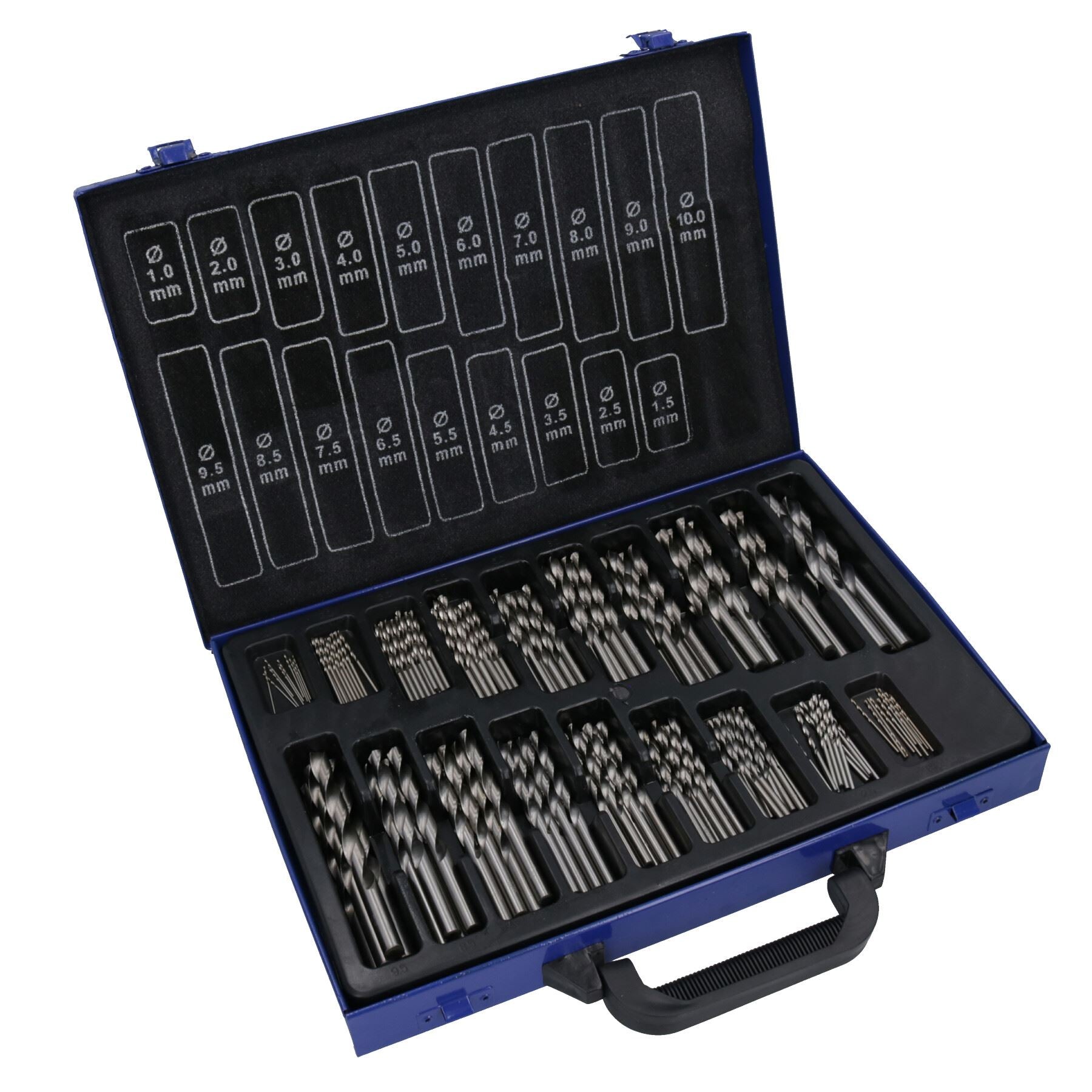 Jeu de forets hélicoïdaux métriques 170 pièces HSS 1 mm - 10 mm dans une valise TE399