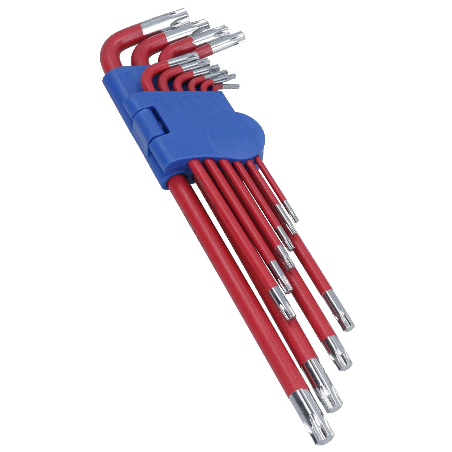 10 Stück farbige extralange Torx-Sternschlüssel mit Halter T9 – T50 Anti-Rutsch-Griffabdeckung