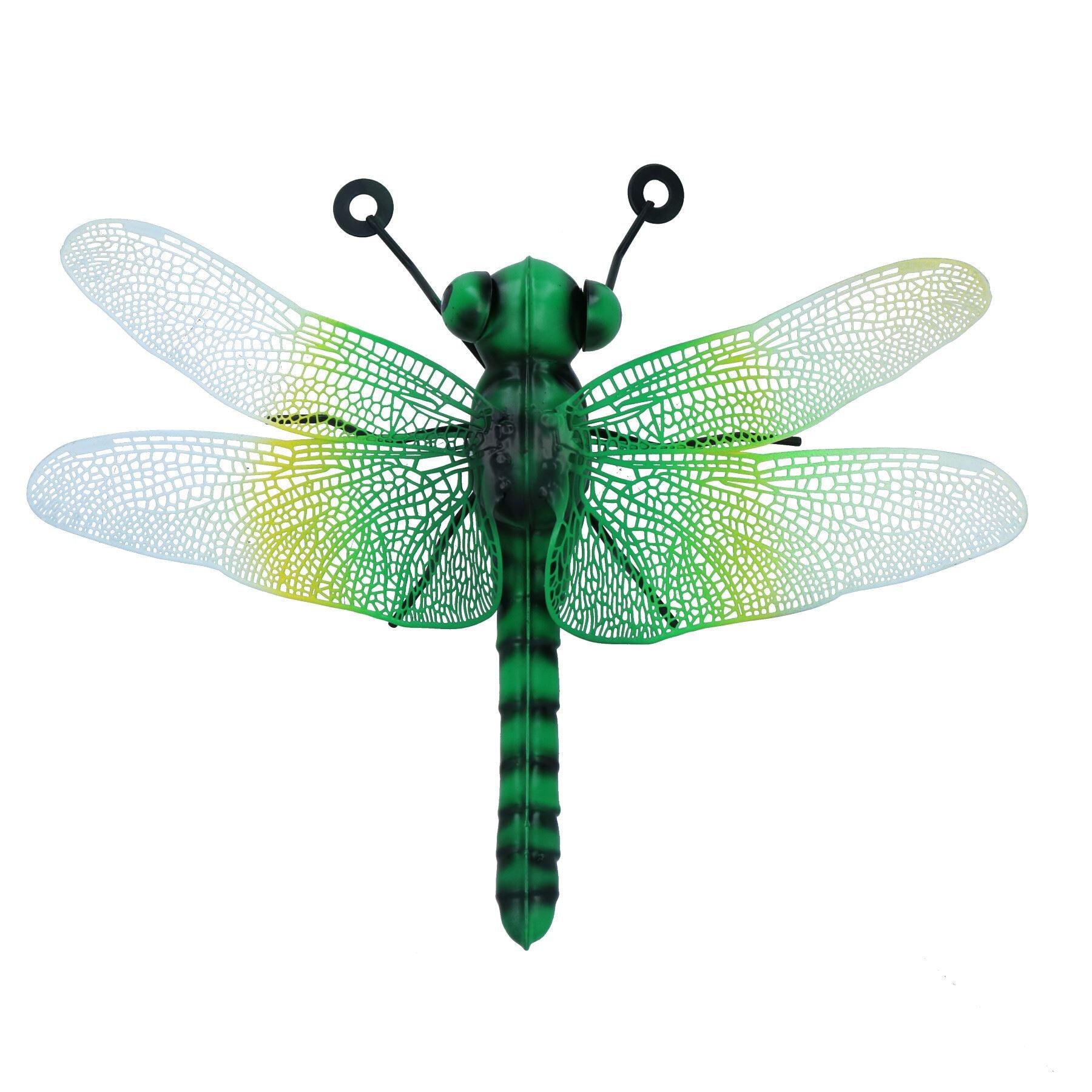 Petite décoration murale en métal en forme de libellule verte pour jardin ou maison, 7 x 22 x 31 cm